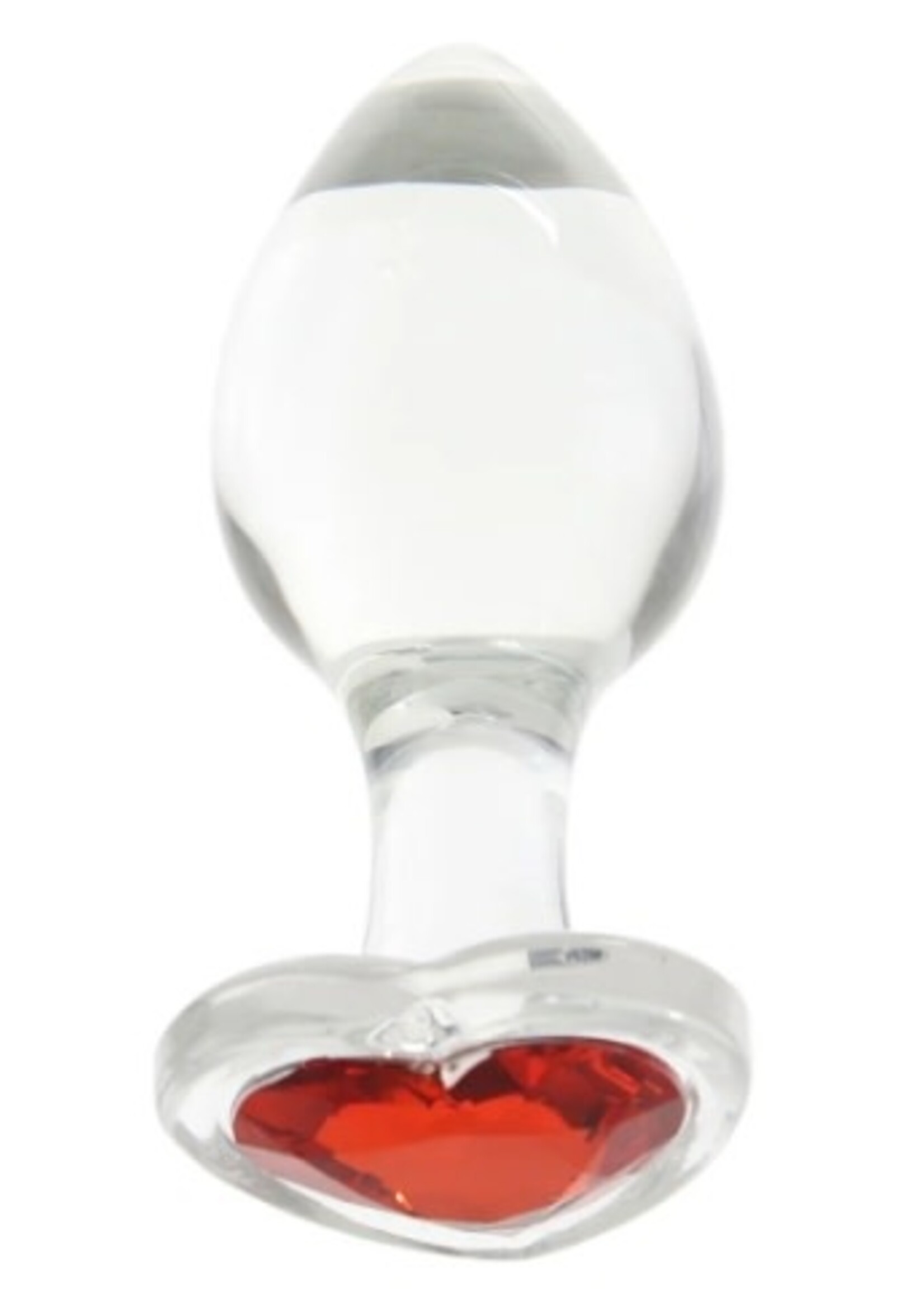 Adam & Eve Red Heart Gem Glass Plug in Large