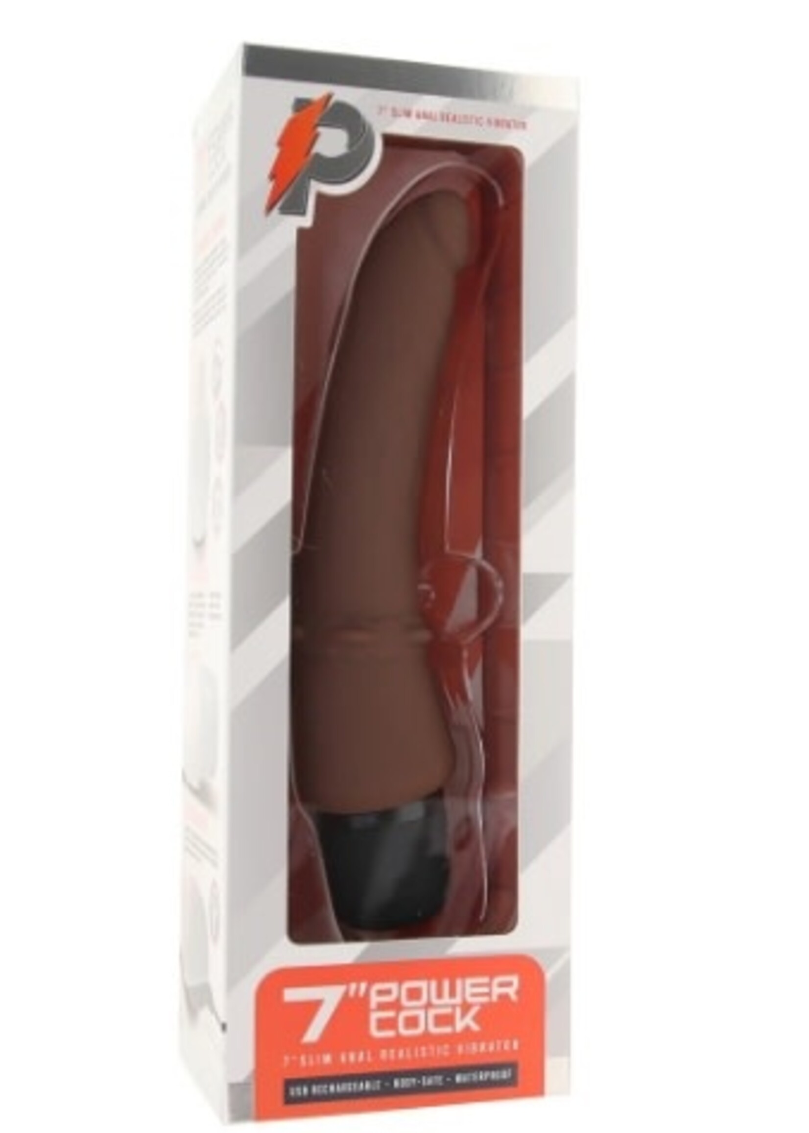 Power Cock 7 Inch Slim Realistic Vibe in Dark Brown