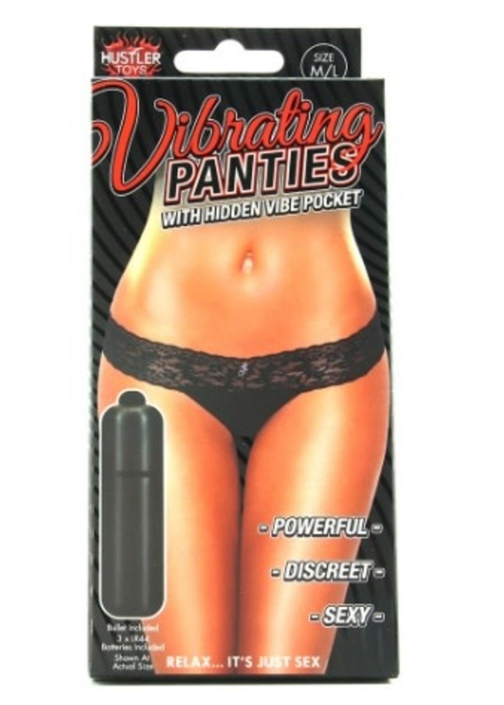 Vibrating Panties with Hidden Vibe Pocket Black Large - M/L