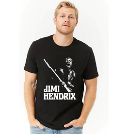 Jimi Hendrix - Playing Guitar White Outline
