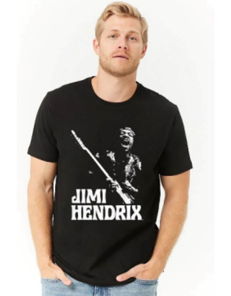 Jimi Hendrix - Playing Guitar White Outline