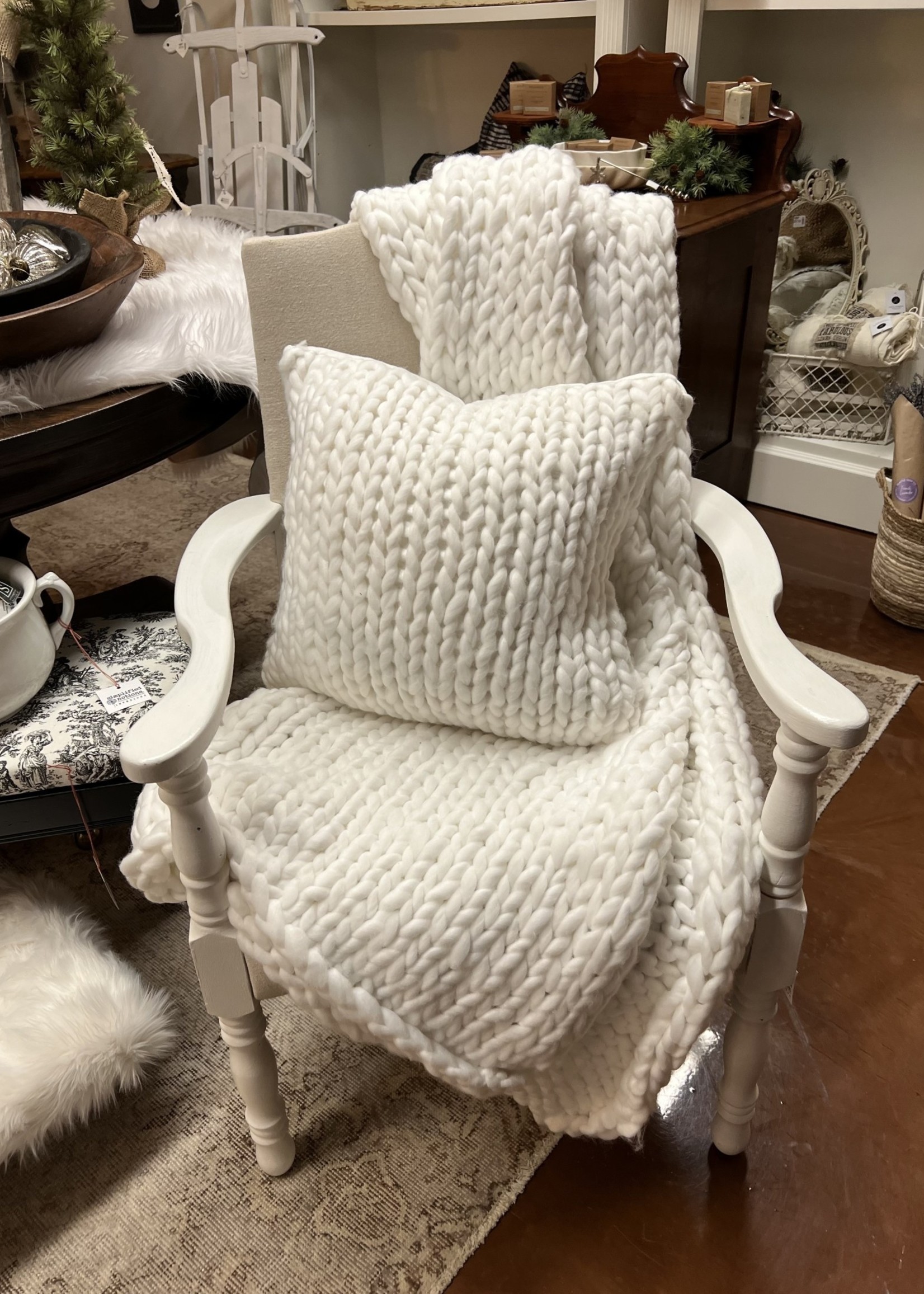 Park Designs Chunky Knit Throw - White 50"x60"