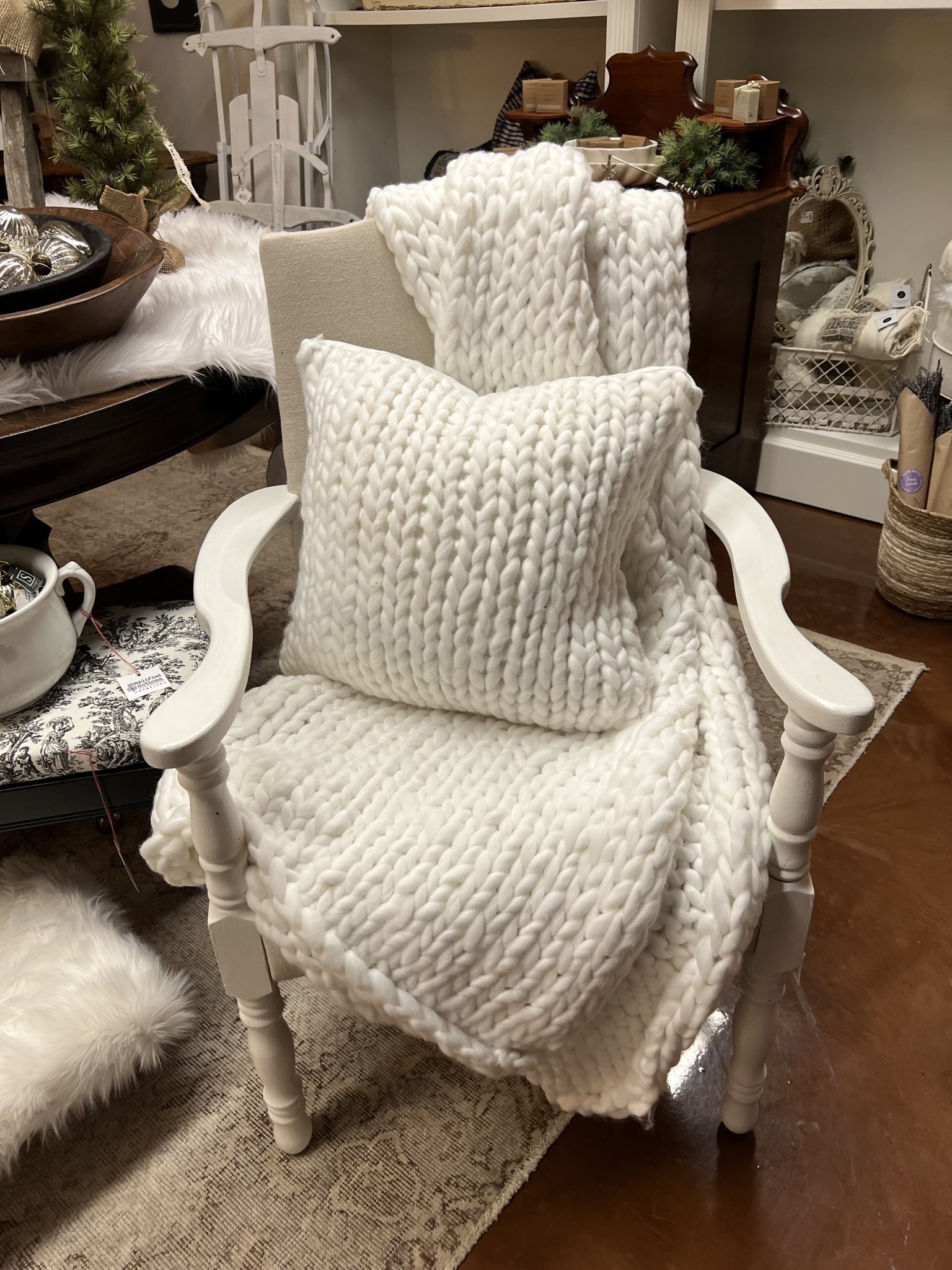 Chunky Knit Throw White 50