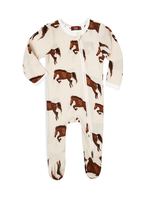 Milkbarn Natural Horse Organic Cotton Zipper Footed Romper