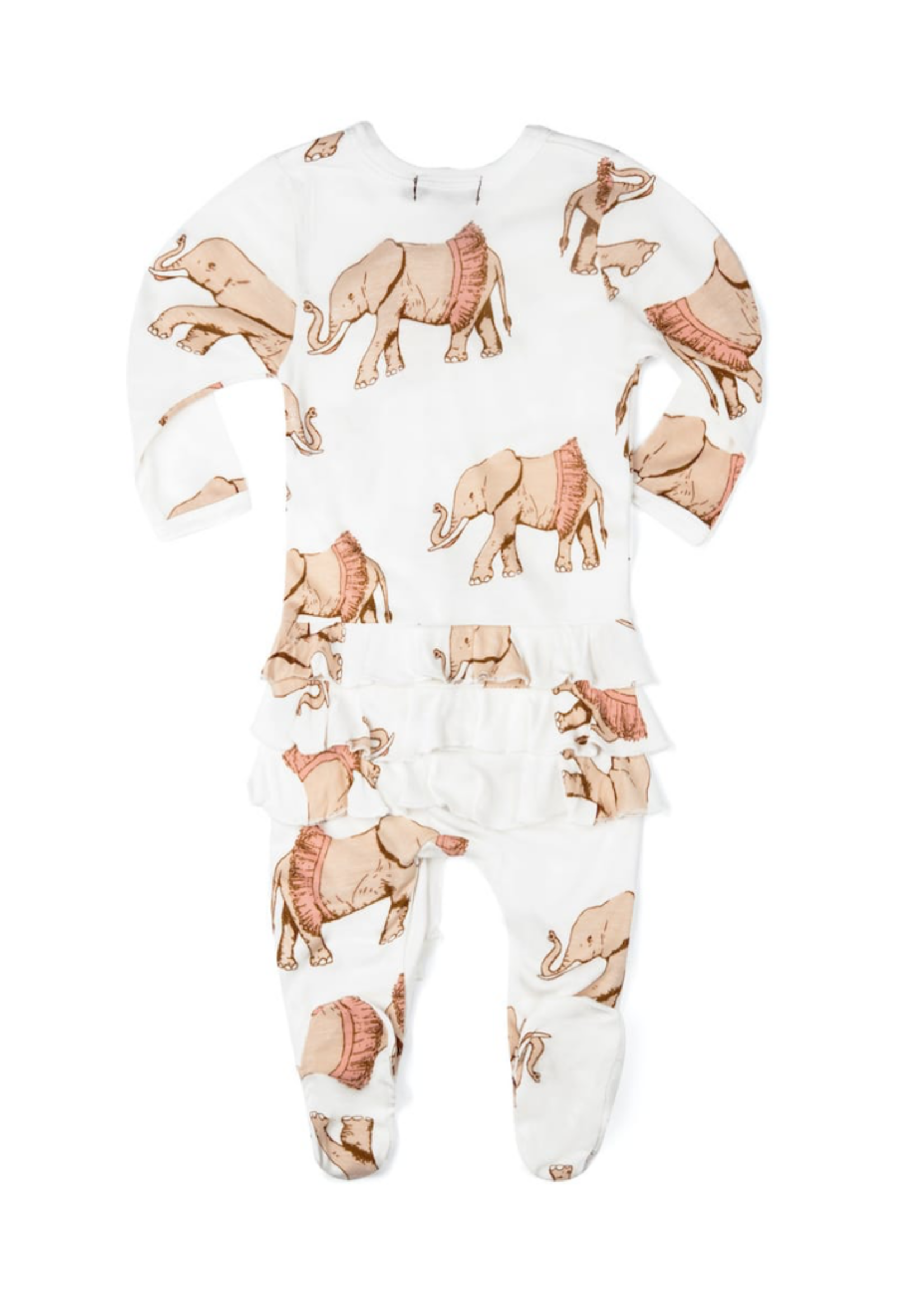 Milkbarn Tutu Elephant Bamboo Ruffle Zipper Footed Romper