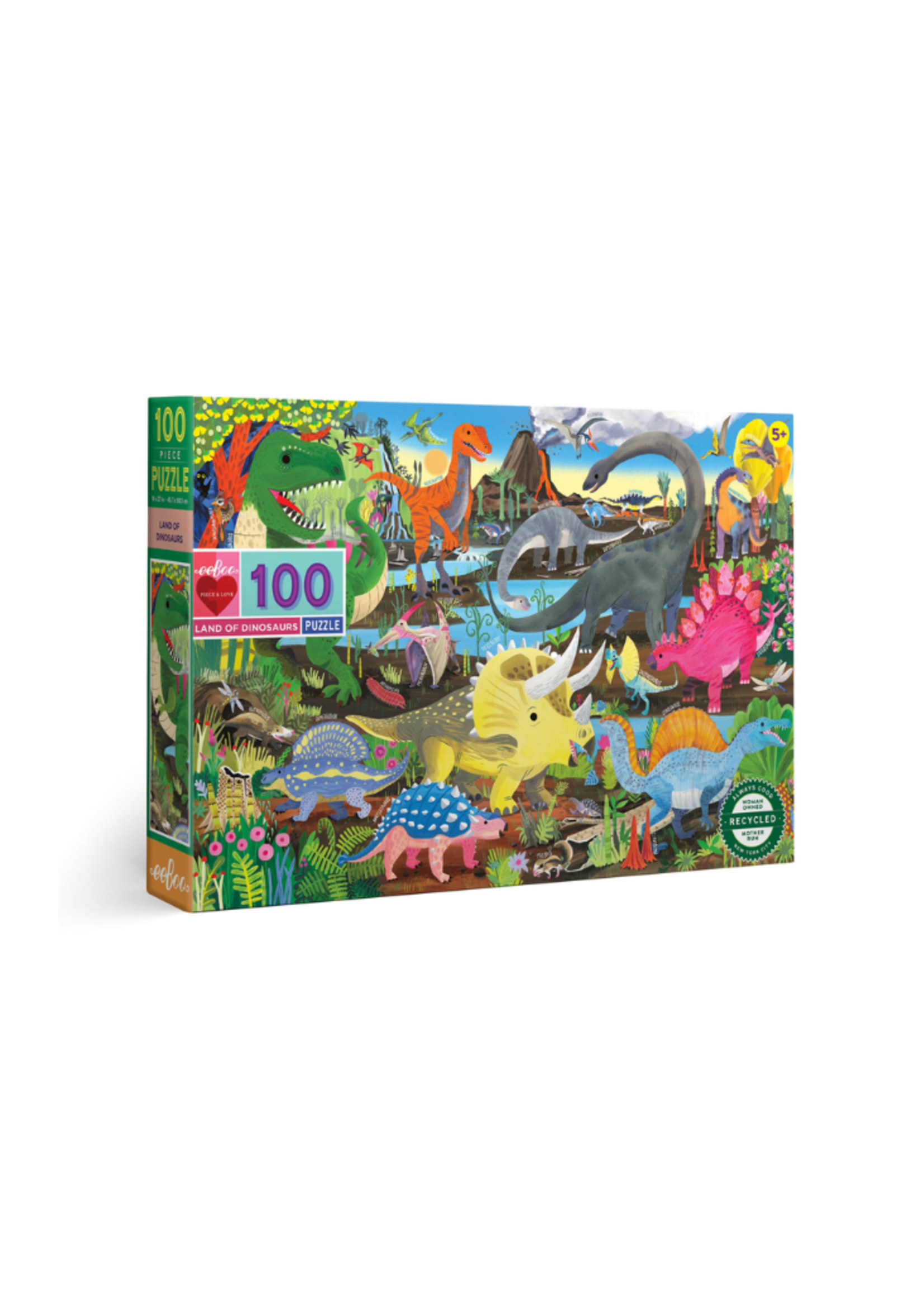 eeBoo Land of Dinosaurs Puzzle - 100 Pieces