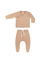 Quincy Mae Blush Wrap Top + Footed Pant Set