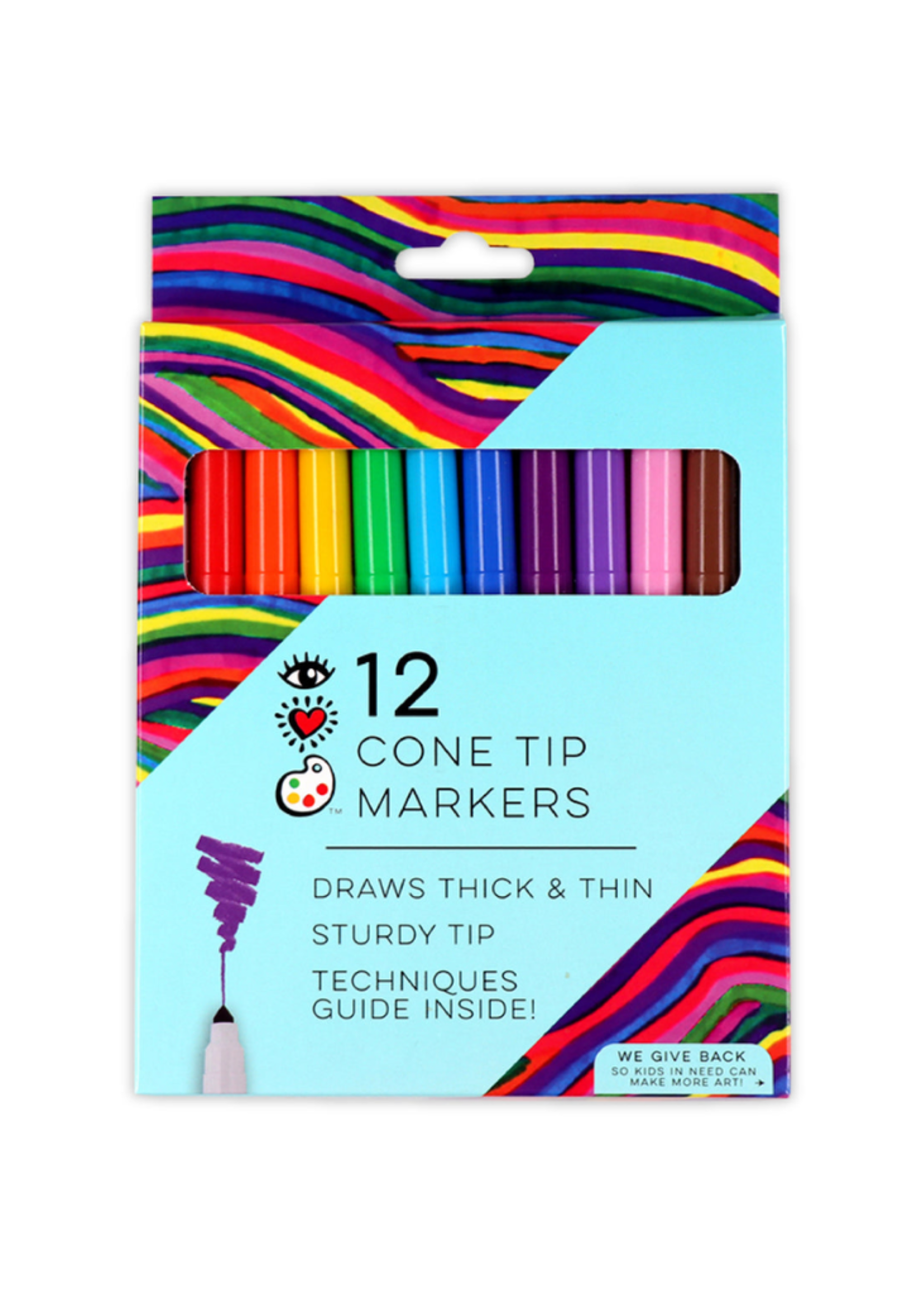 Bright Stripes 12 Cone Tip Markers