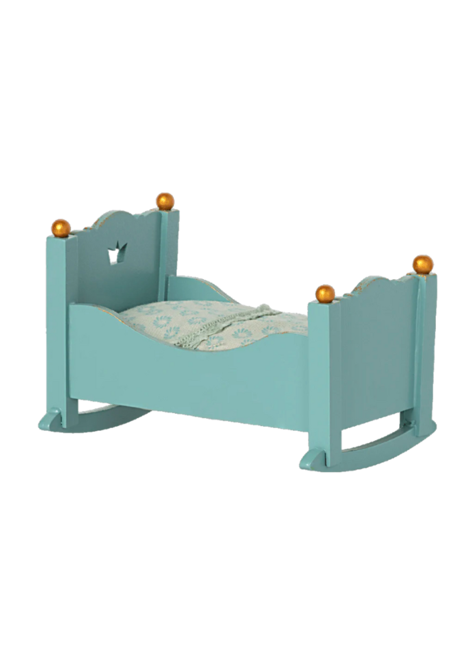 Maileg Cradle, Baby Mouse - Blue