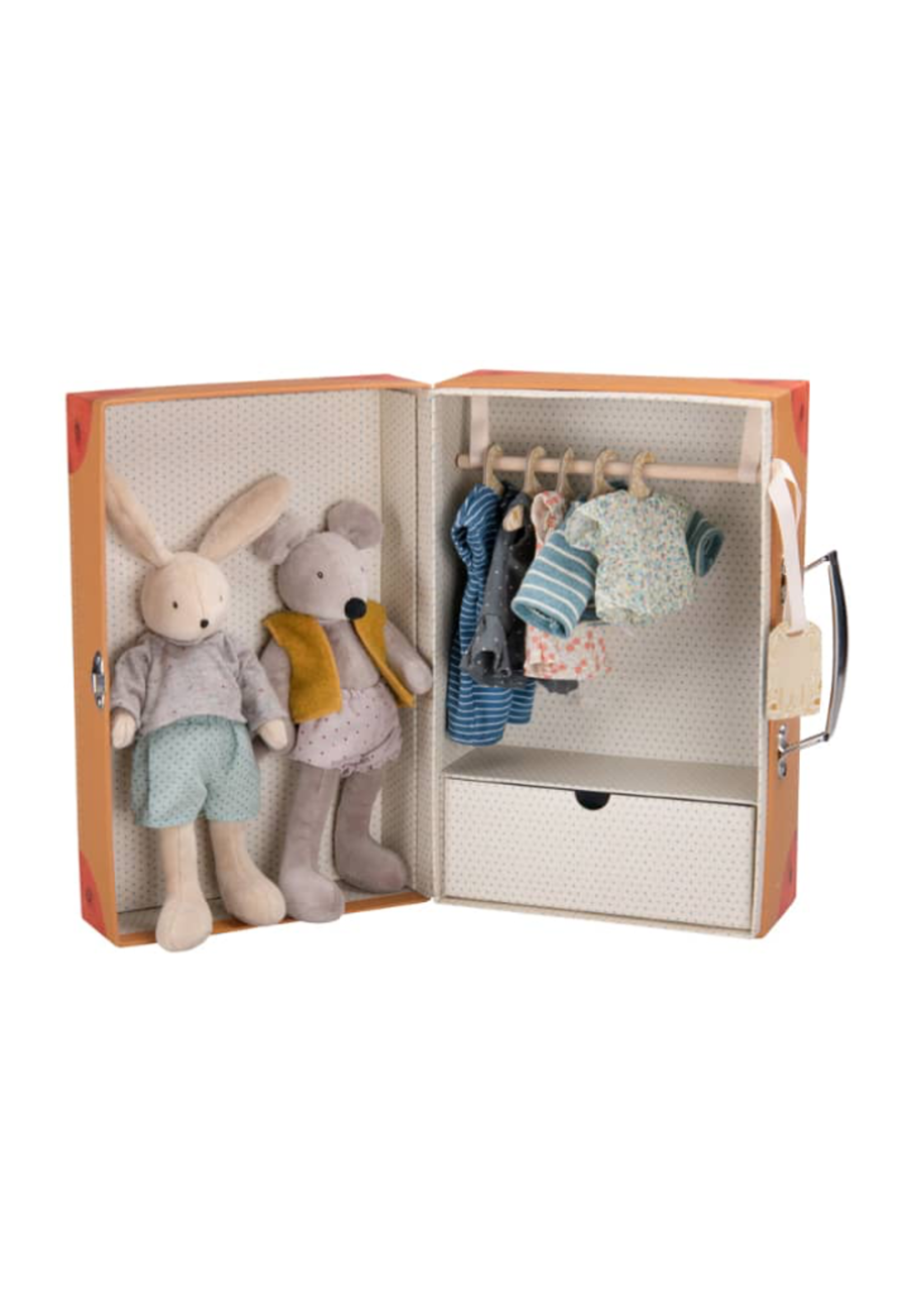 Moulin Roty Rabbit & Mouse Wardrobe in Suitcase