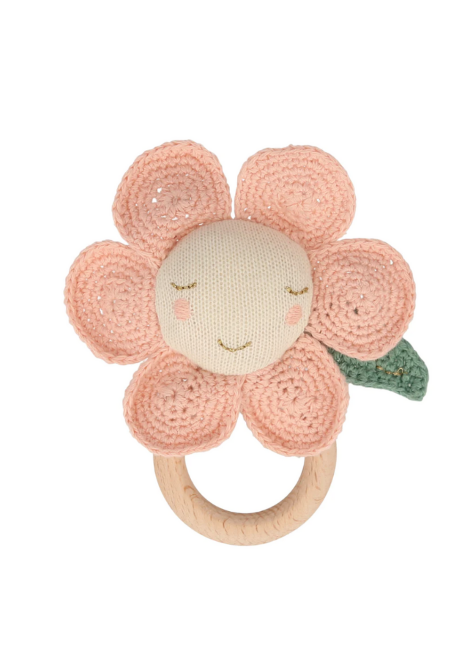 Meri Meri Peach Daisy Baby Rattle