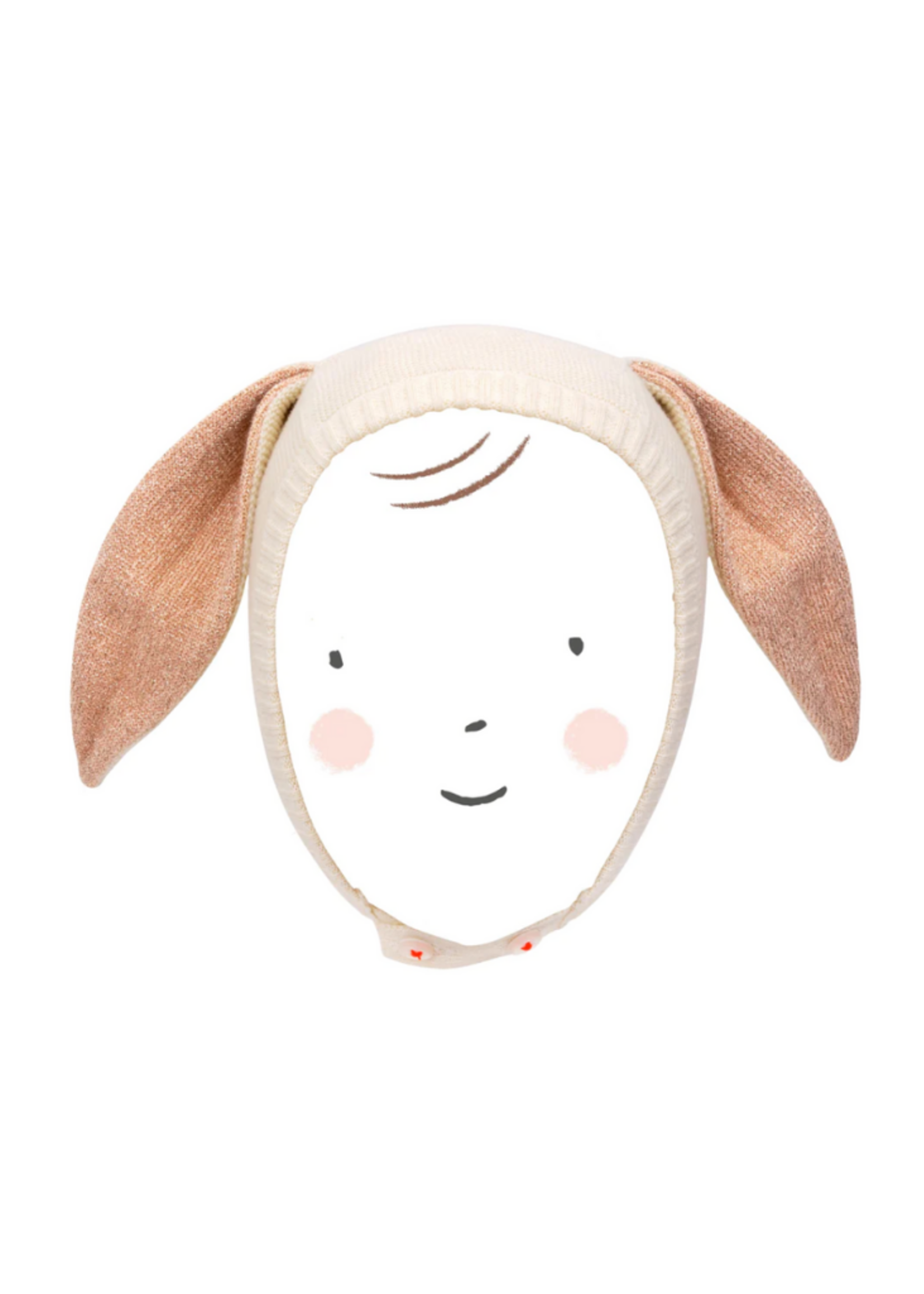 Meri Meri Peach Sparkle Bunny Baby Bonnet