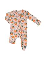 Two-Way Ruffle Back Zipper Footie - Orange Blossoms