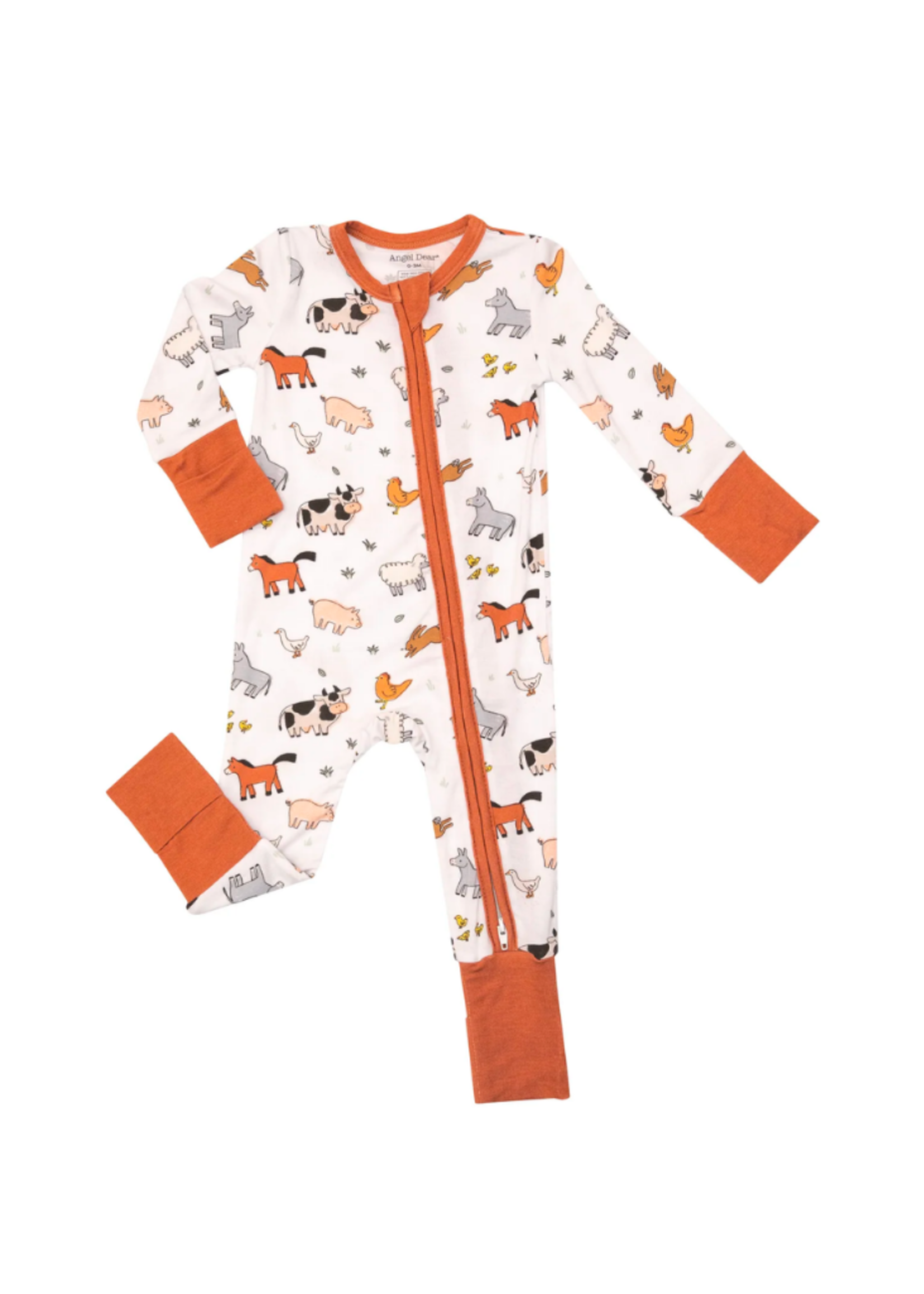 Angel Dear Two-Way Zipper Romper - Farmyard Babies