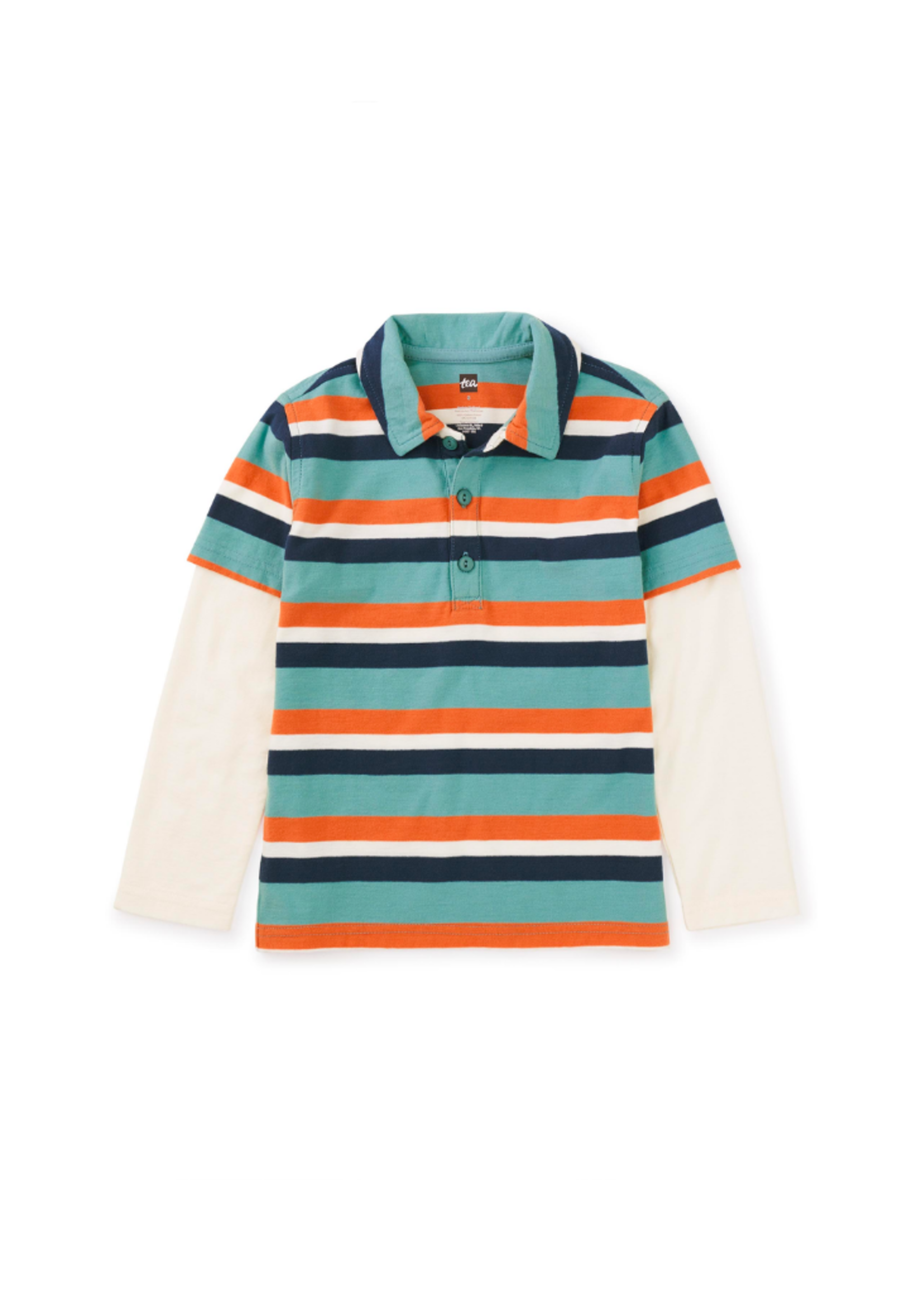 Tea Collection Layered Sleeve Striped Polo