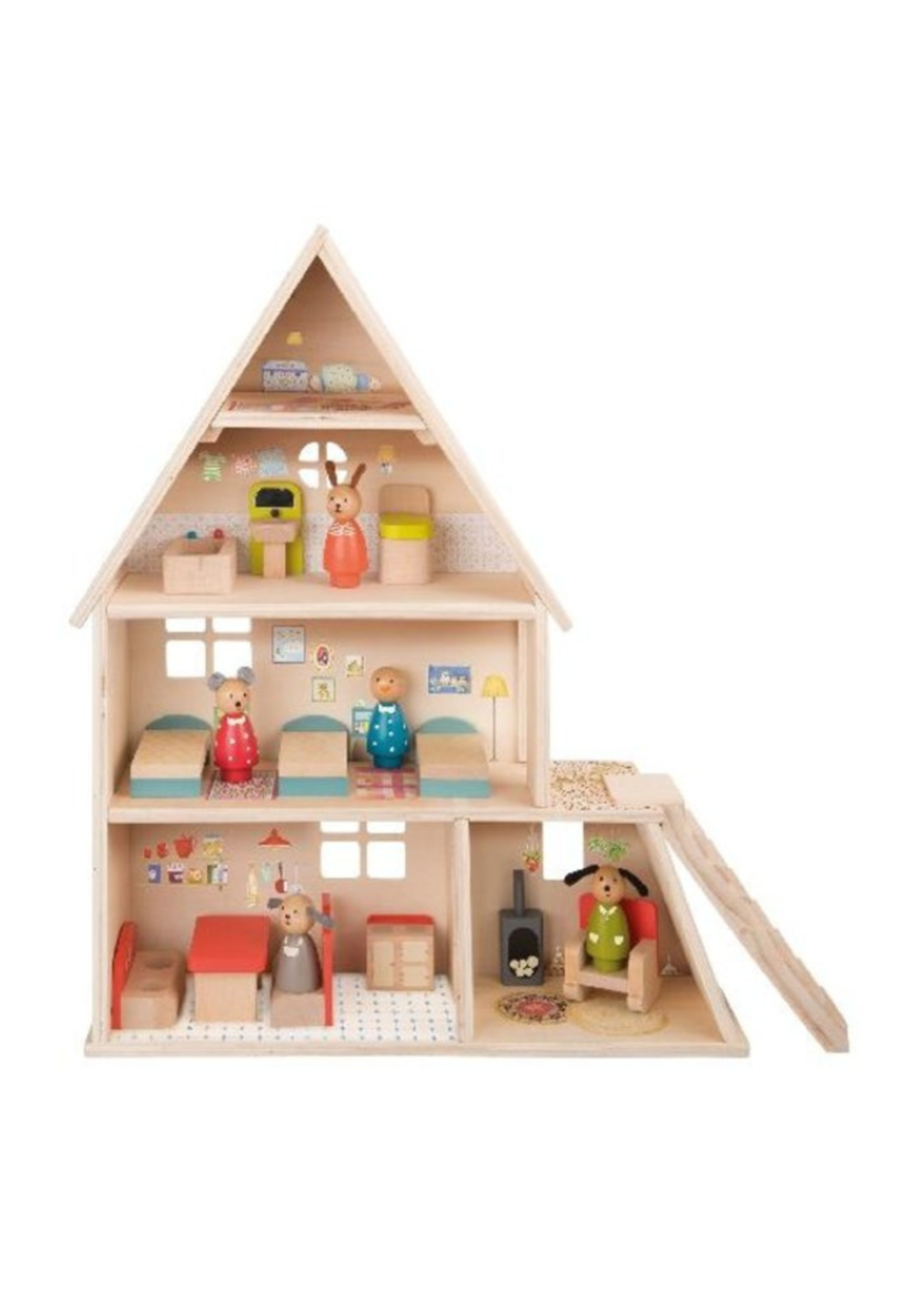 Moulin Roty The Big Family Wooden Playhouse