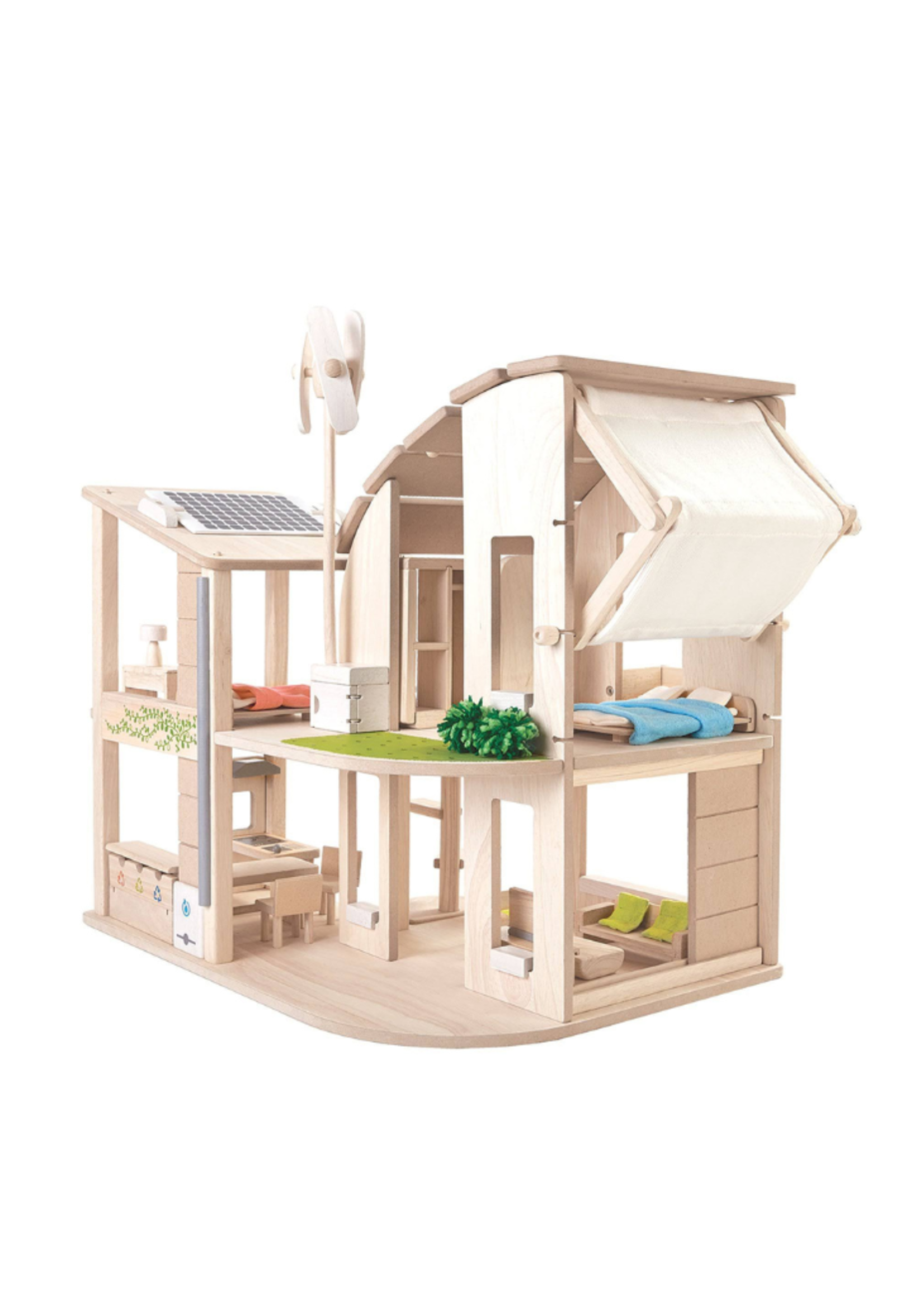 Plan Toys ‘Green’ Dollhouse with Furniture