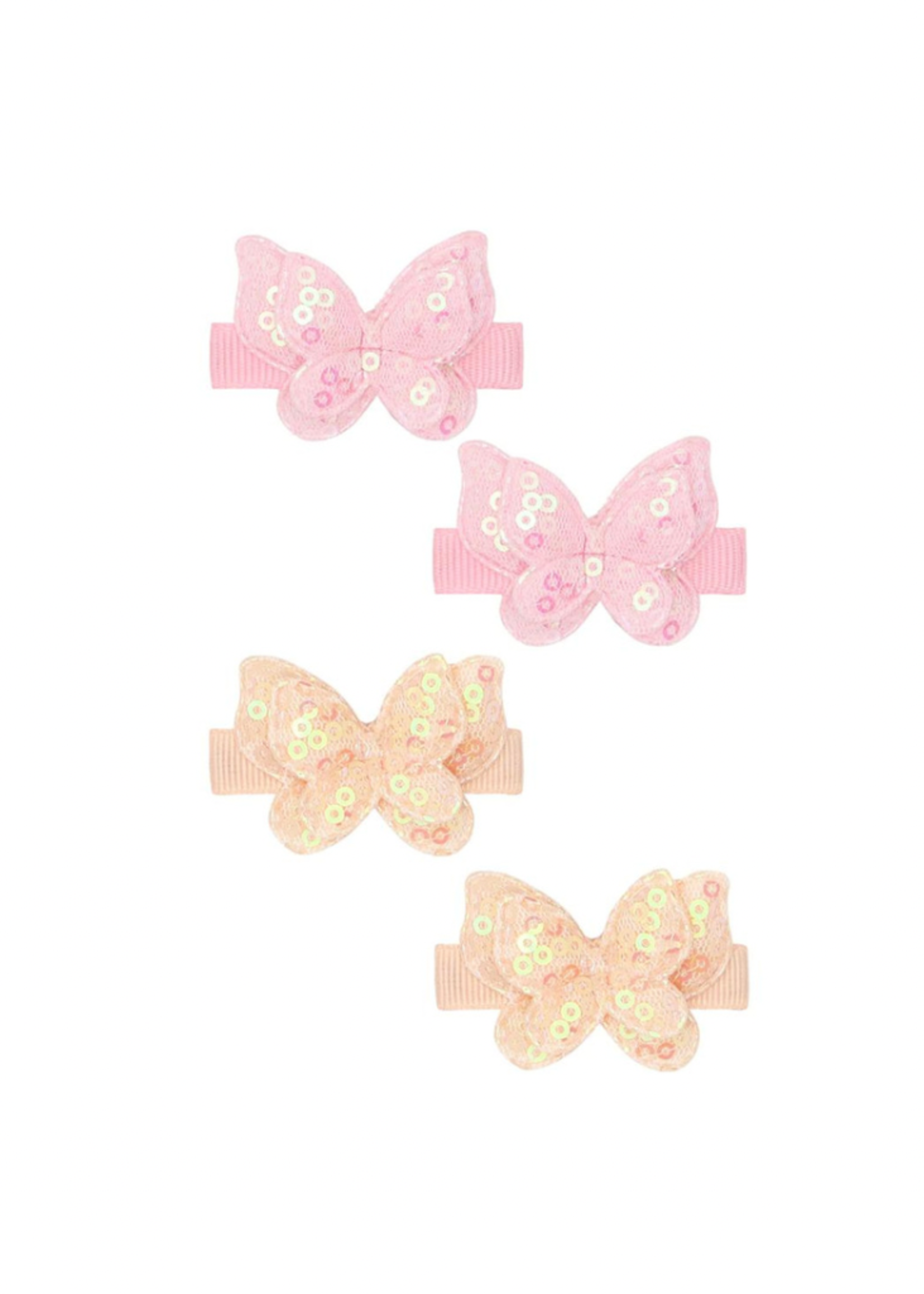 Baby Bling Sequin Butterfly Clips - Pink/Peach