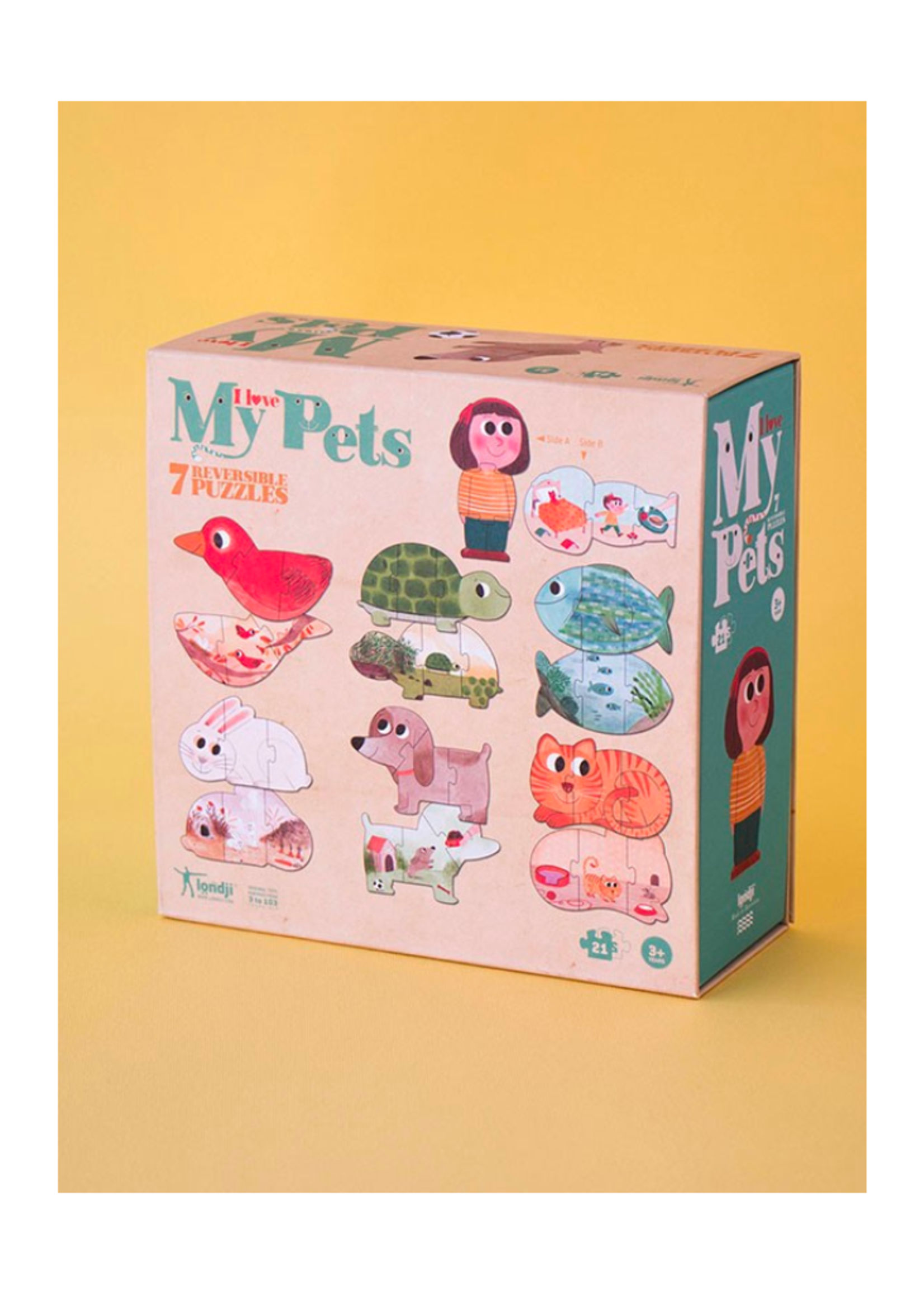 Londji I Love My Pets Reversible Puzzle - 21 Pieces