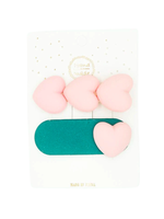 Miki Miette Puffy Heart Hair Clip Set - Pink