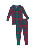 Kickee Pants Peacock Plaid Henley Pajama Set