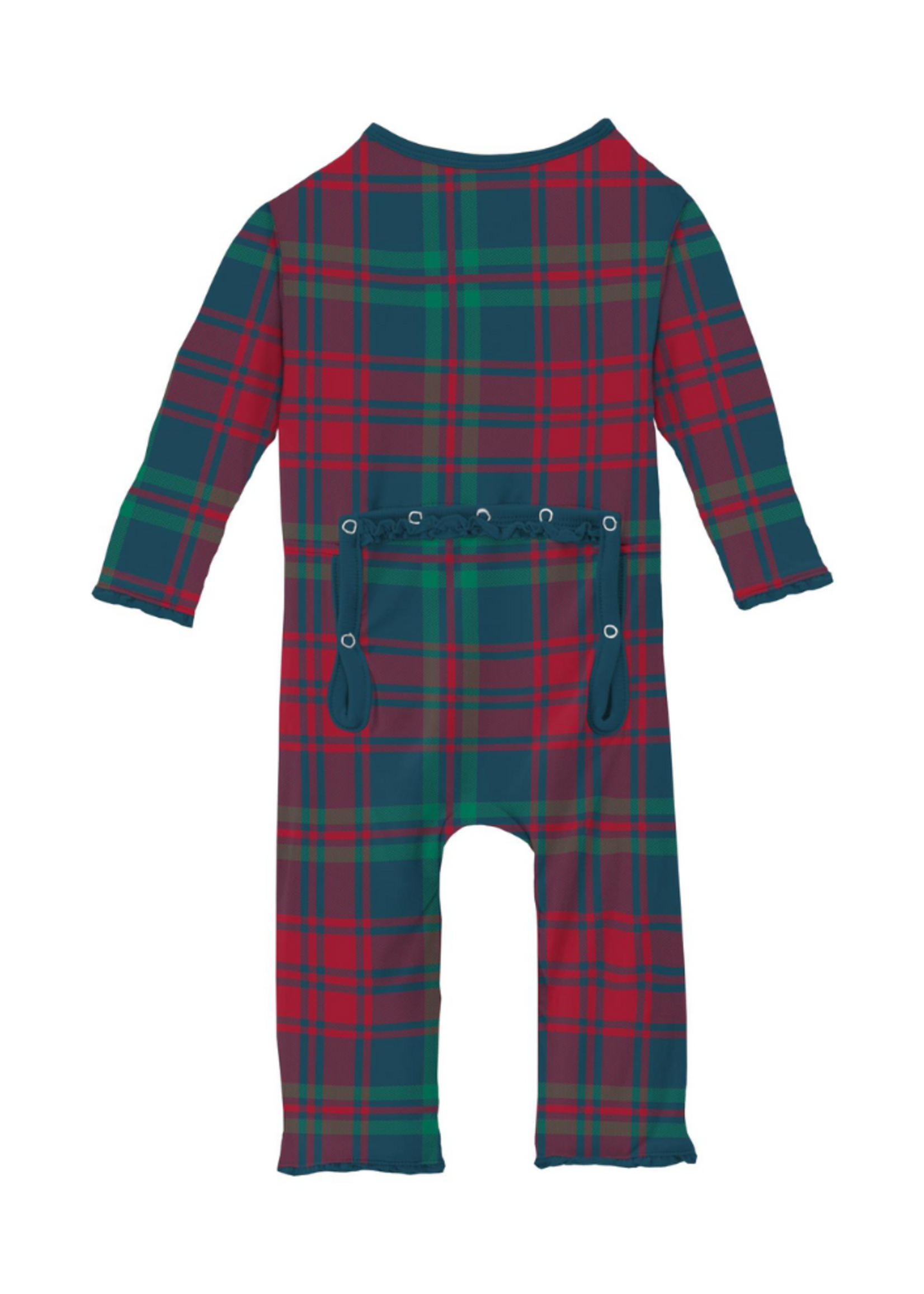 Kickee Pants Peacock Plaid Ruffle Coverall