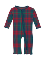 Kickee Pants Peacock Plaid Ruffle Coverall