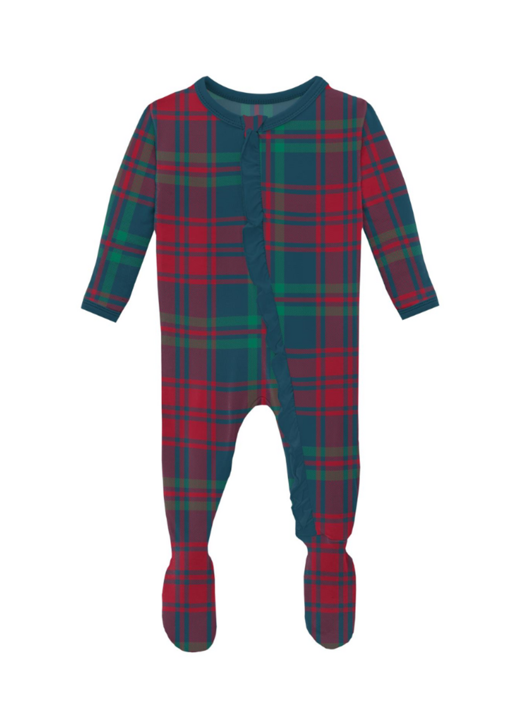 Kickee Pants Peacock Plaid Ruffle Footie