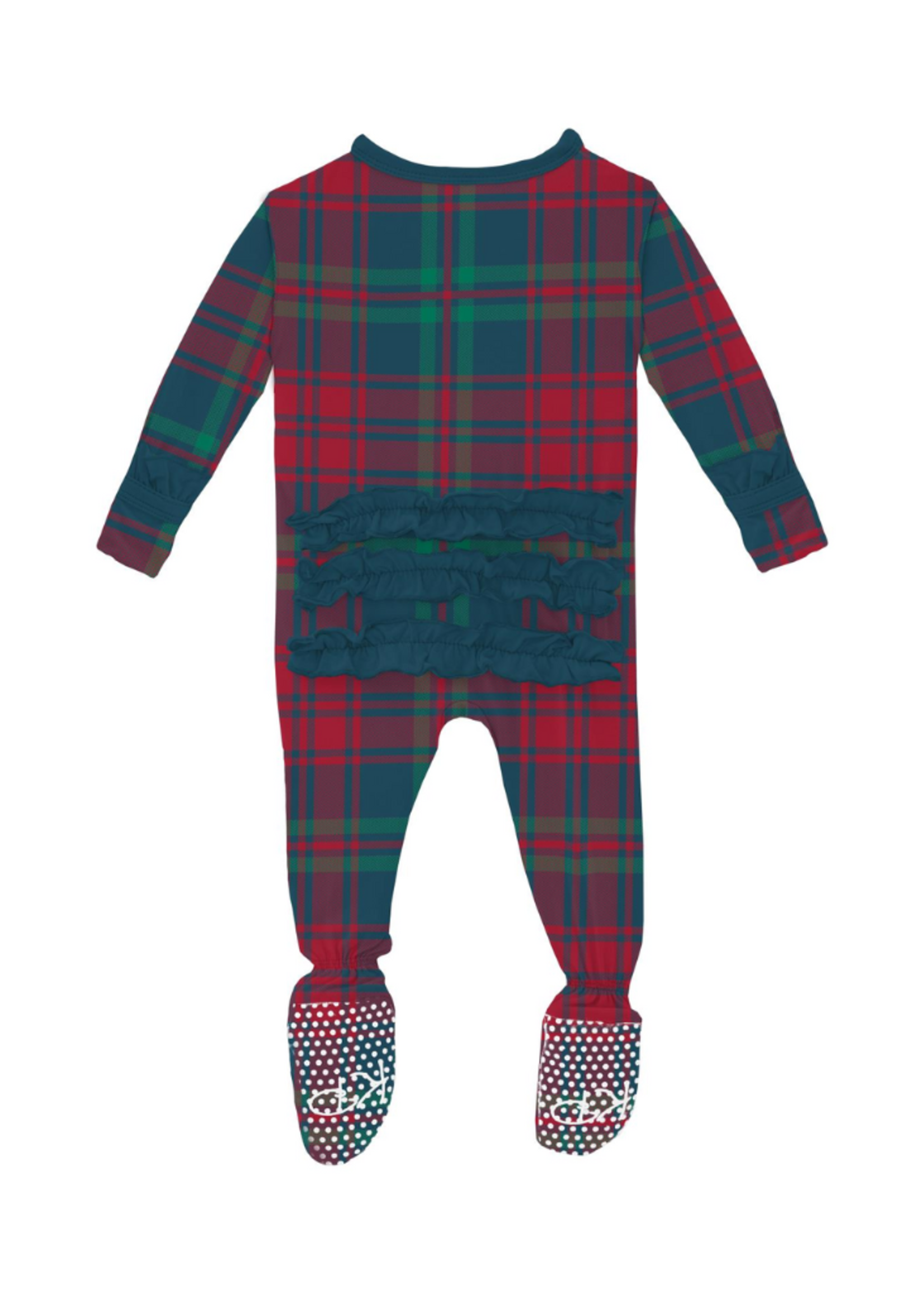 Kickee Pants Peacock Plaid Ruffle Footie