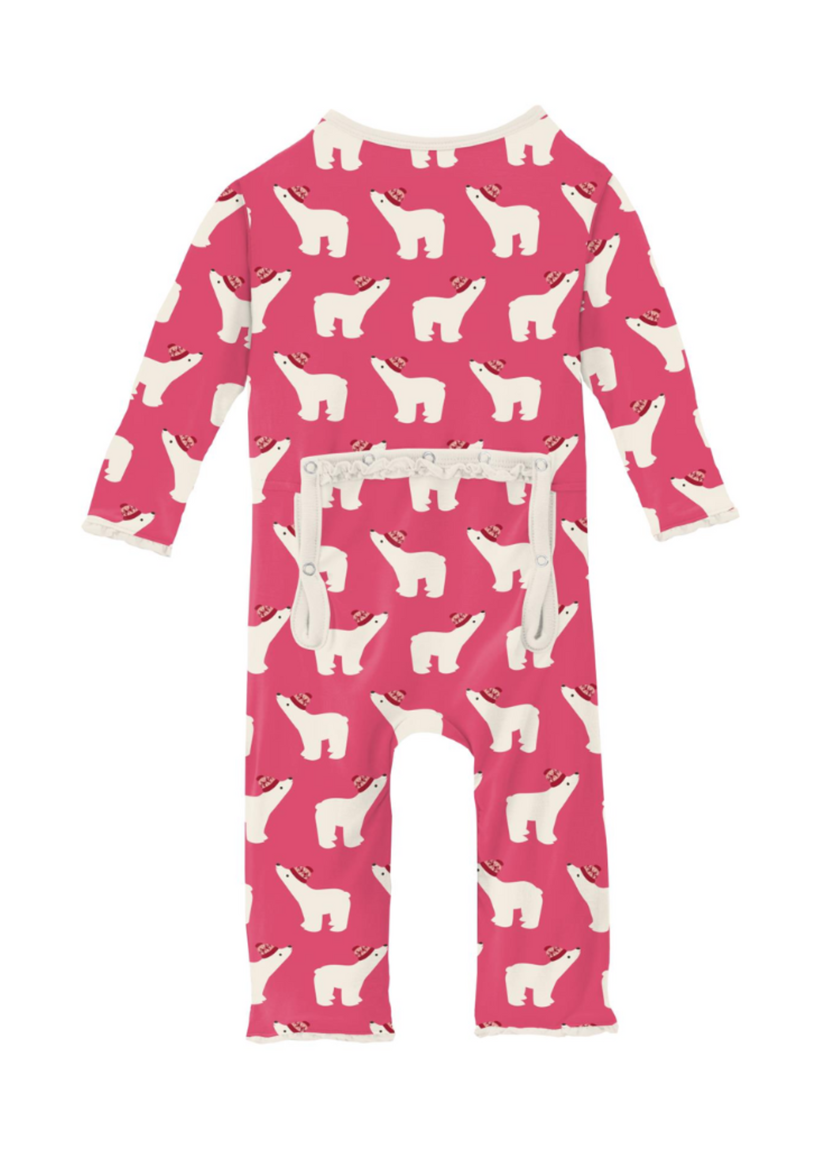 Kickee Pants Winter Rose Polar Bears Ruffle Coverall