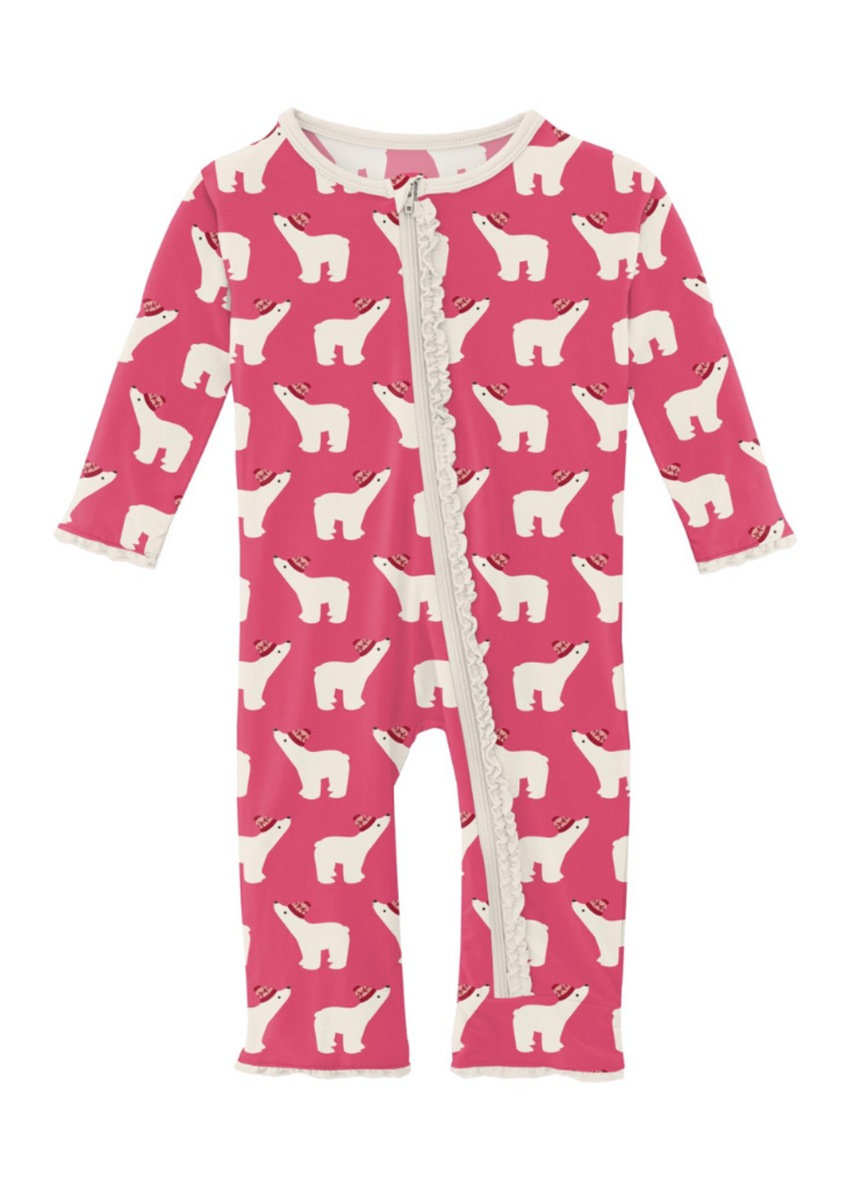 Kickee Pants Winter Rose Polar Bears Ruffle Coverall