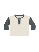 Quincy Mae Indigo Long Sleeve Henley Tee
