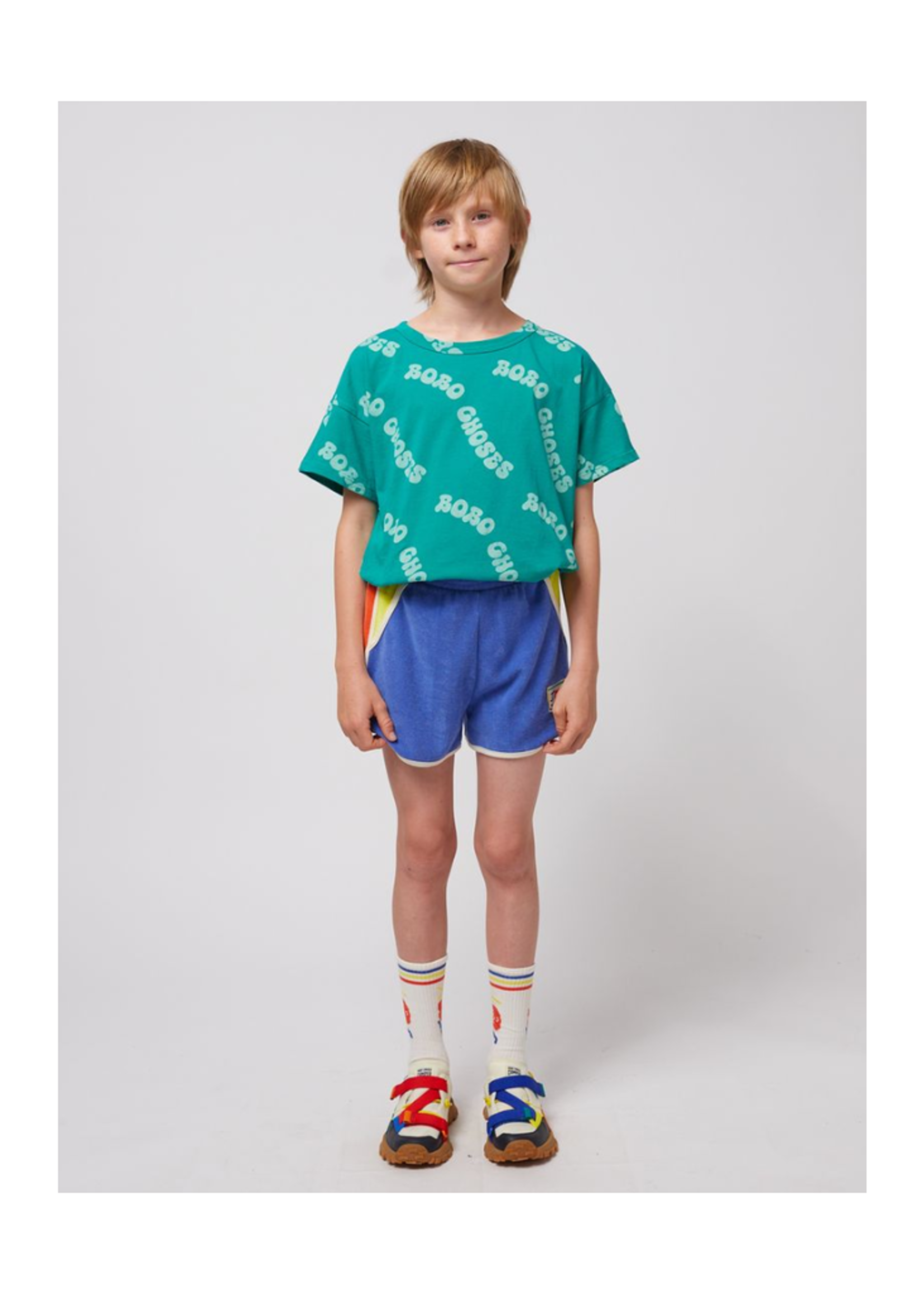 Bobo Choses Smiling Color Block Terry Cloth Shorts