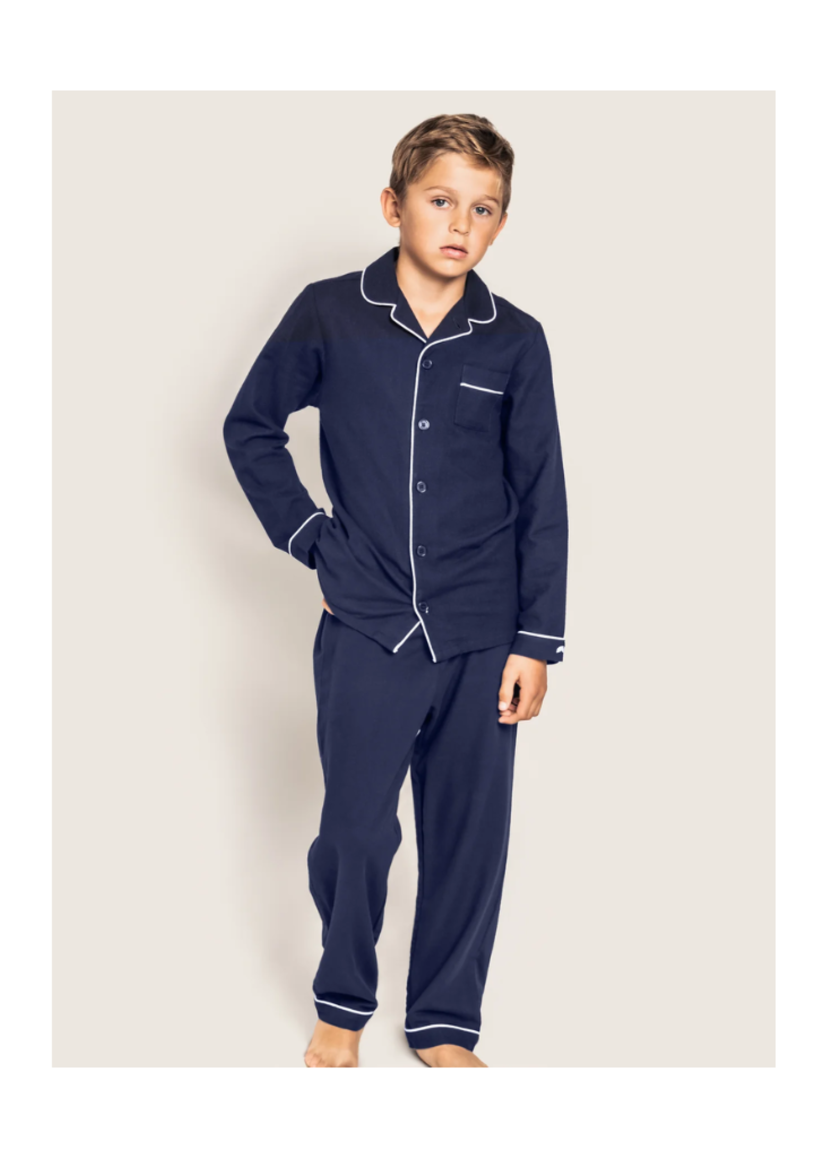 Petite Plume Navy Flannel Pajama Set