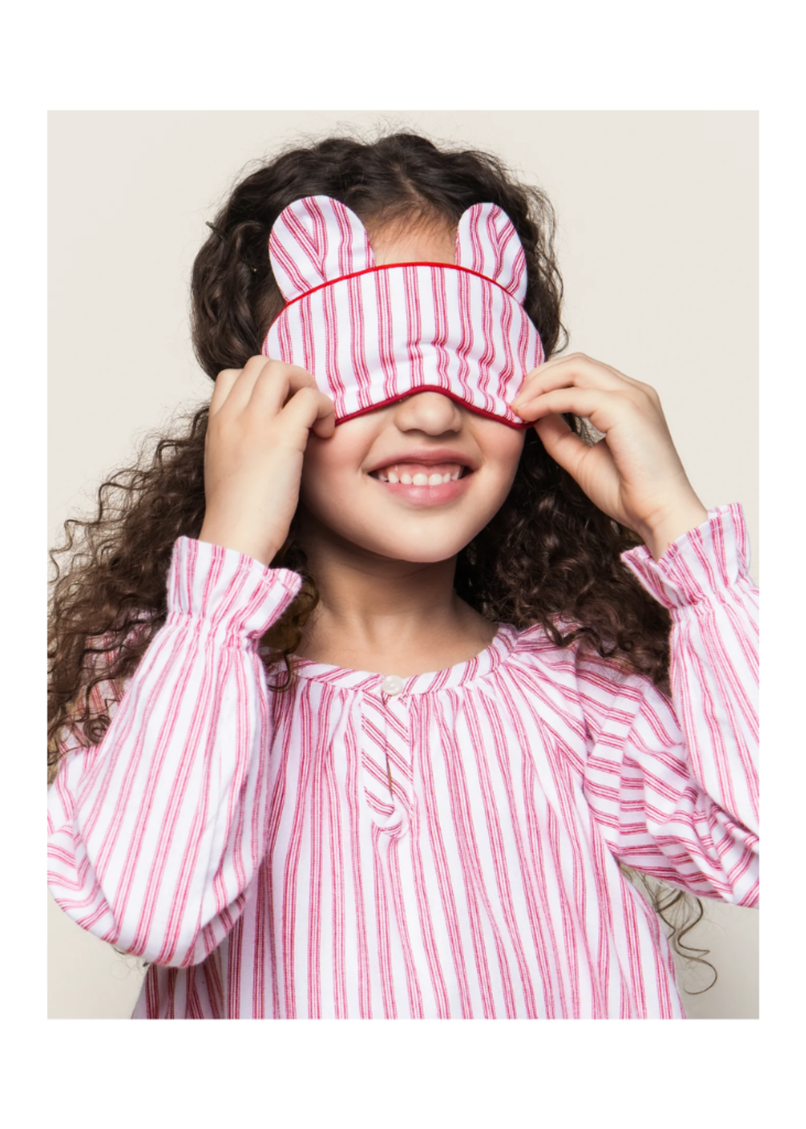 Petite Plume Antique Red Ticking Bear-y Sweet Eye Mask