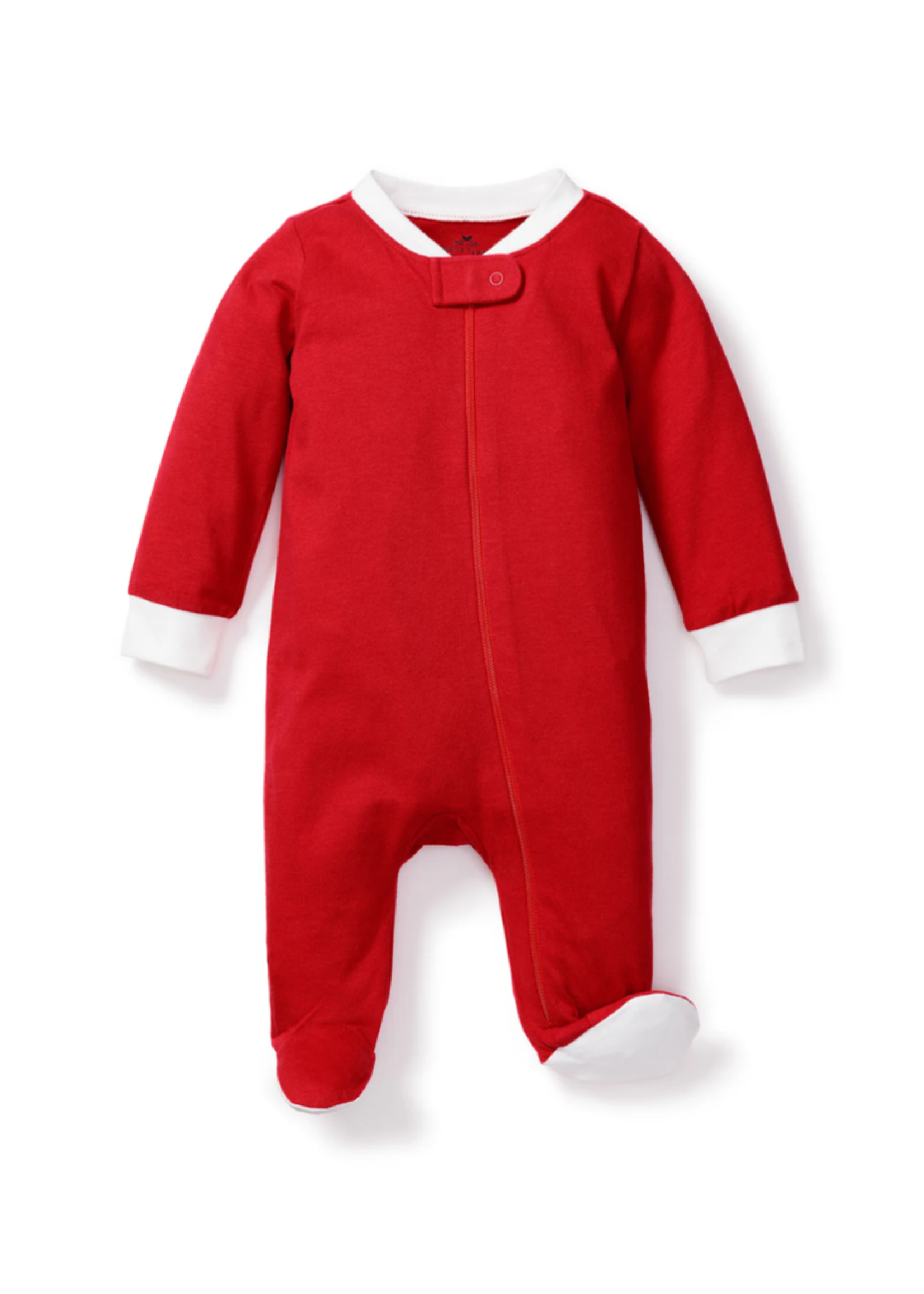 Petite Plume Red with White Piping Knit Onesie