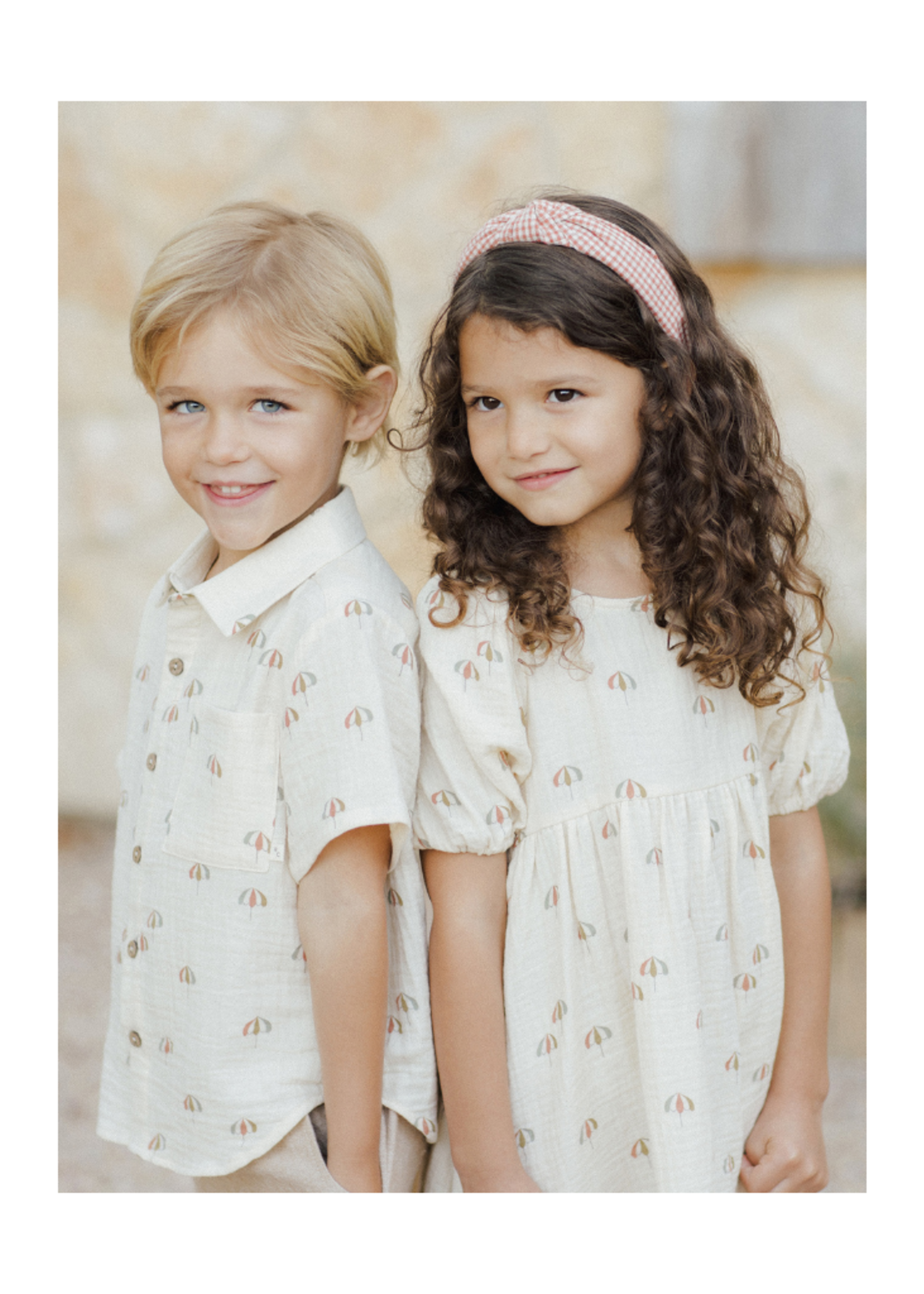 Rylee + Cru Collared Short Sleeve Shirt - Umbrellas