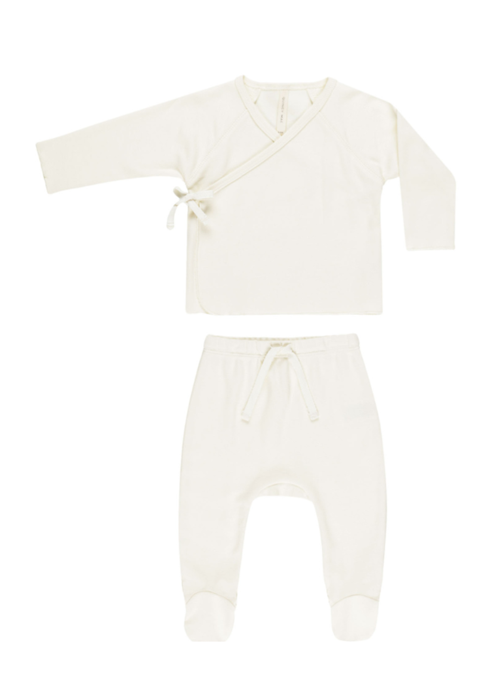 Quincy Mae Wrap Top + Footed Pant Set - Ivory
