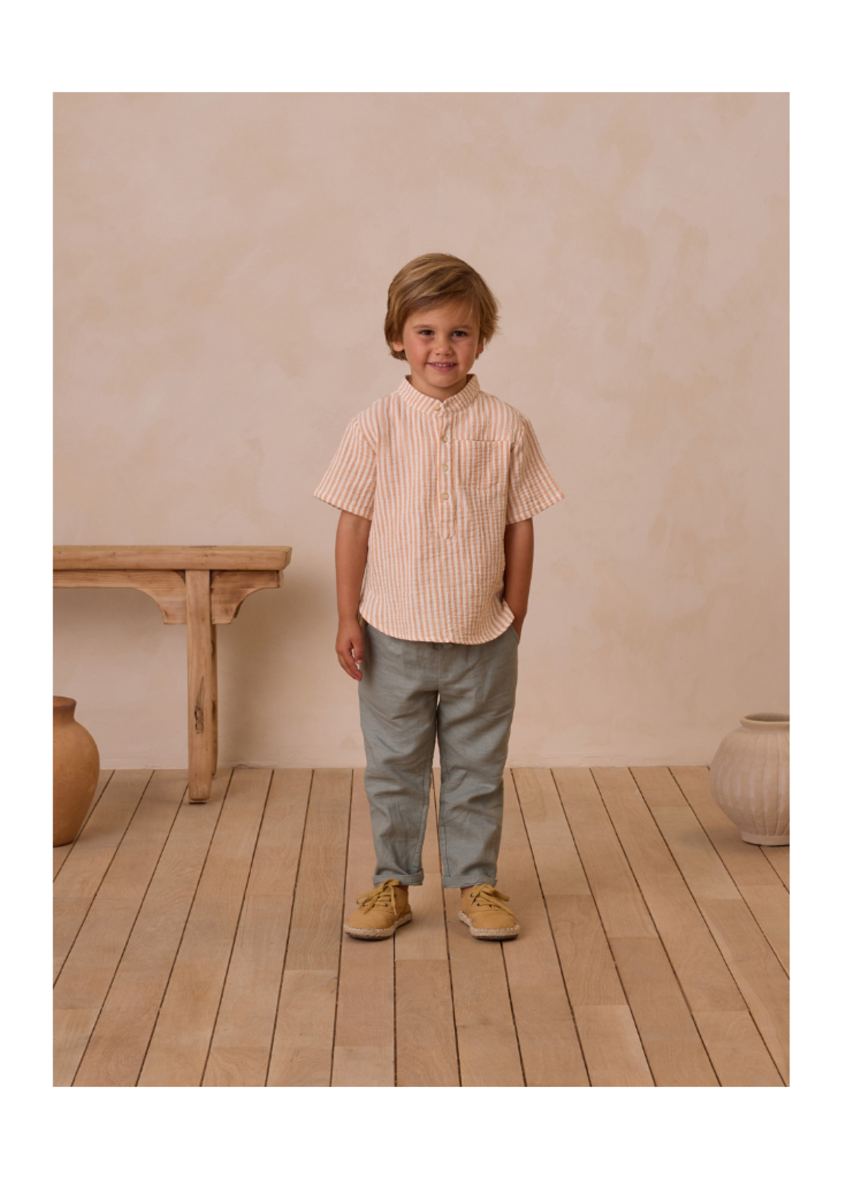 Rylee + Cru Mason Shirt - Grapefruit Stripe