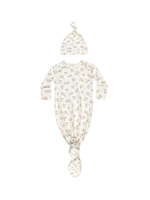 Quincy Mae Knotted Baby Gown + Hat Set - Strawberries