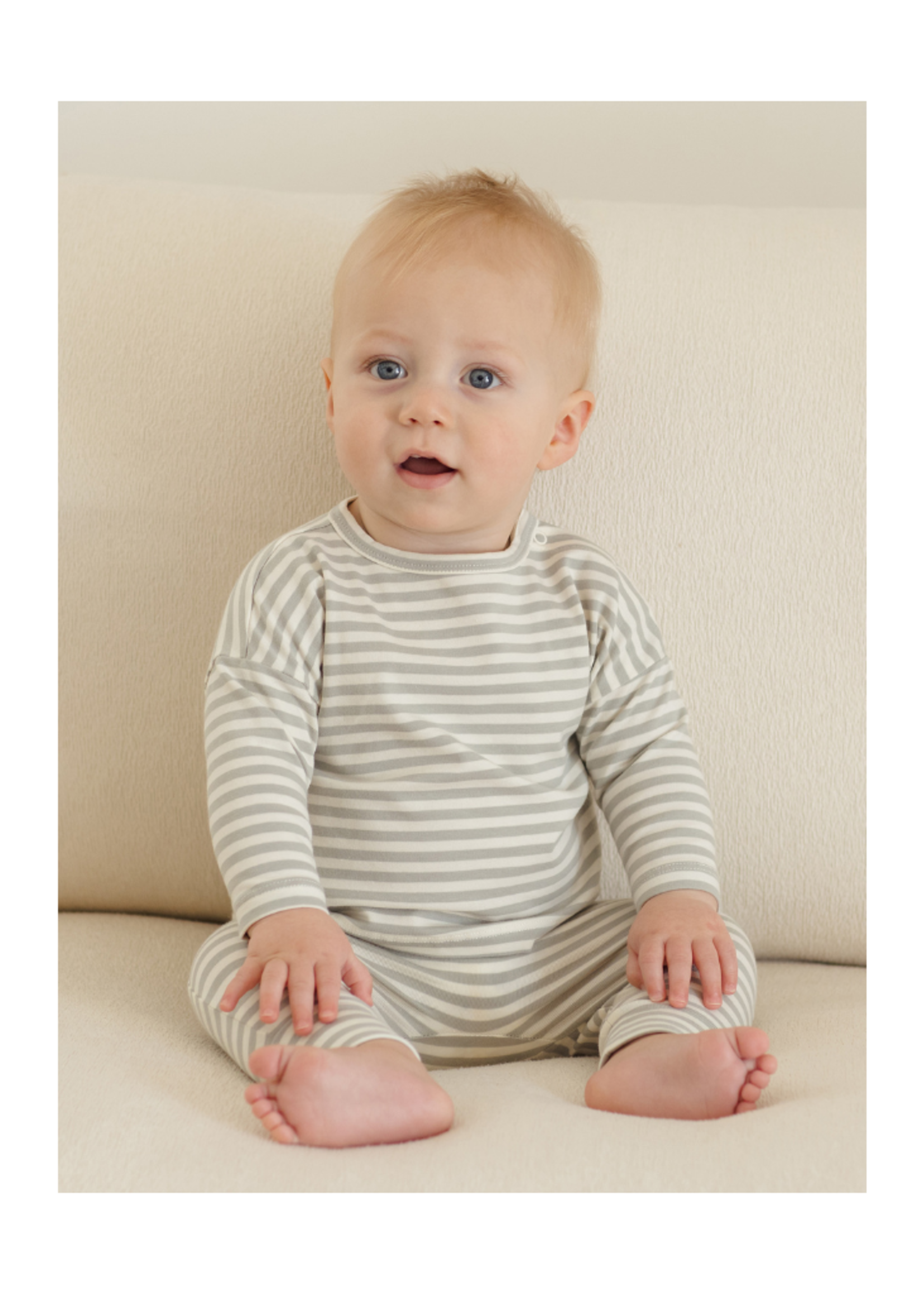 Quincy Mae Long Sleeve Tee - Sage Stripe