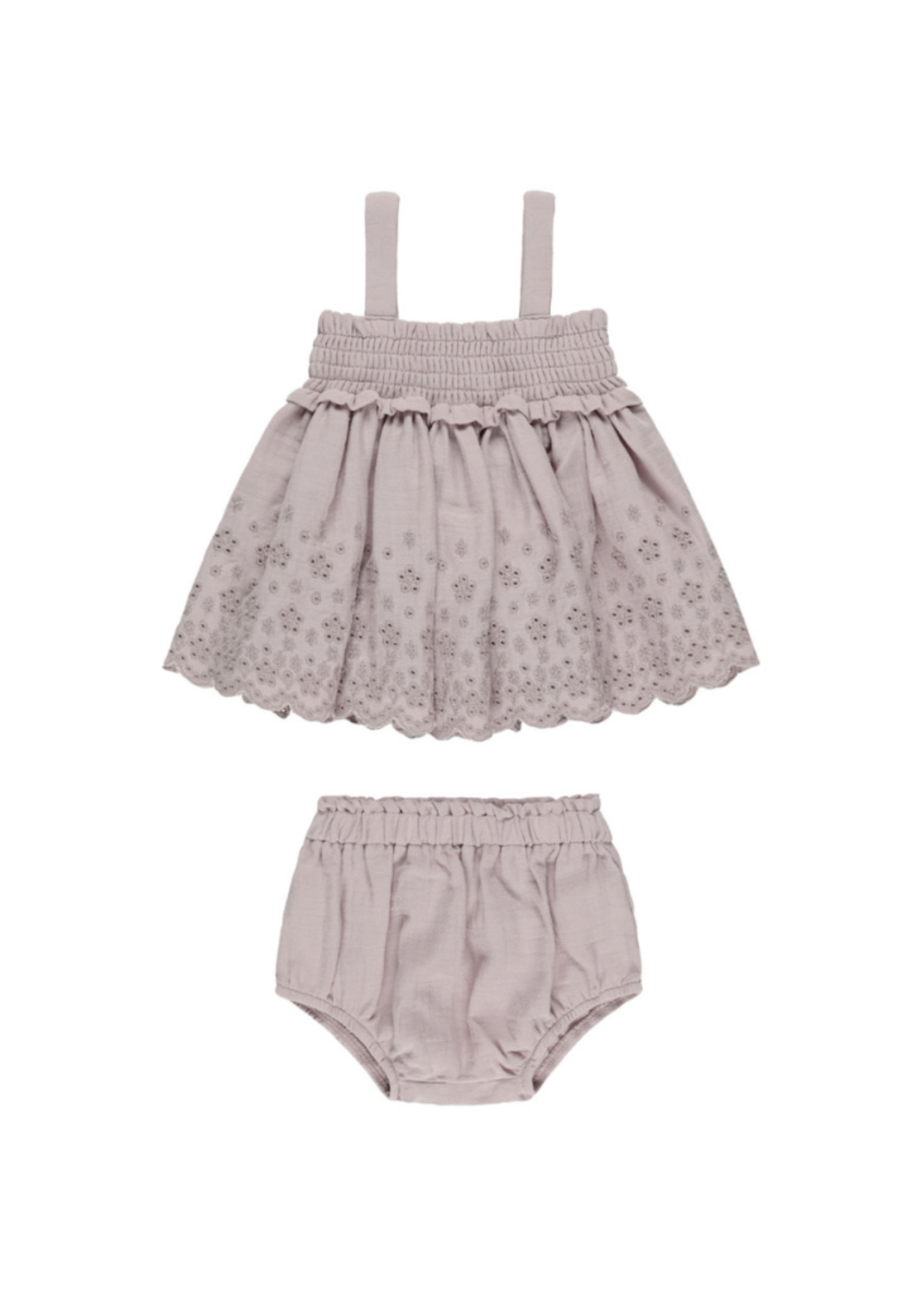 Quincy Mae Mae Smocked Top + Bloomer Set - Lavender