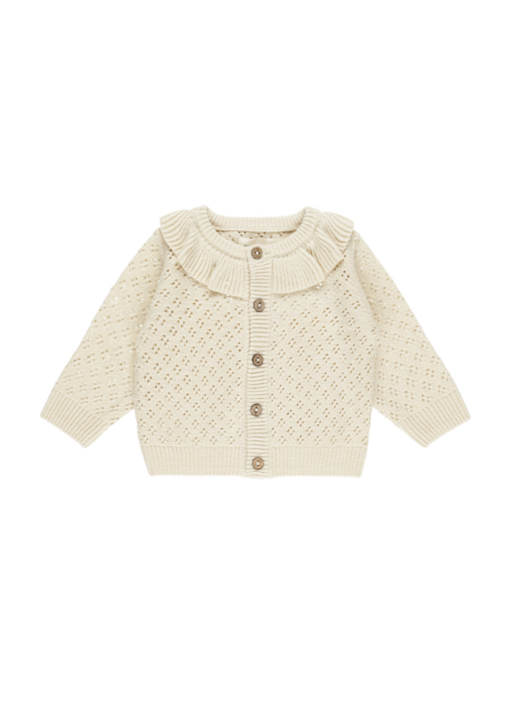 Quincy Mae Ruffle Collar Cardigan - Natural