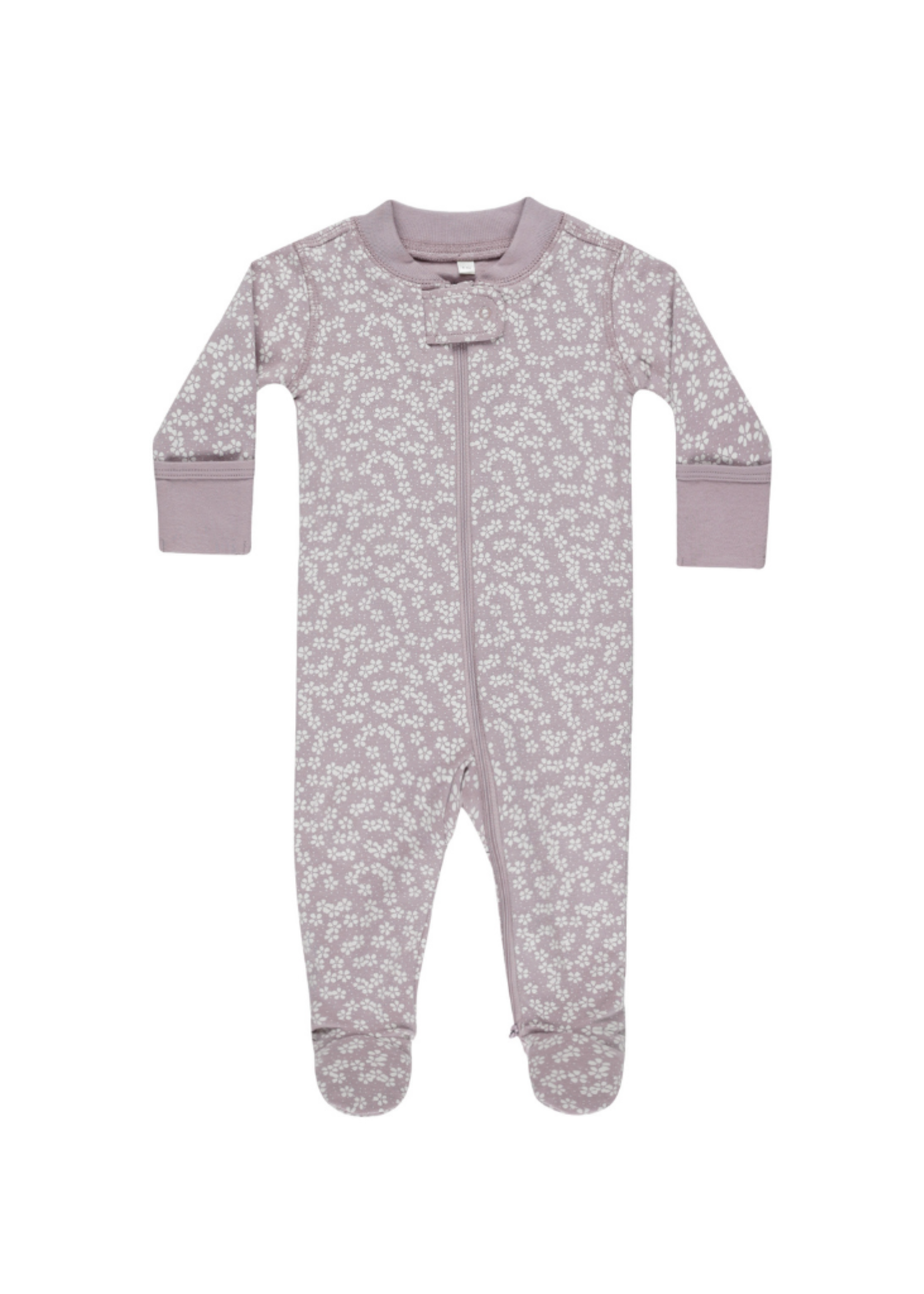 Quincy Mae Zip Long Sleeve Footie - Lavender Ditsy