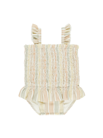 Quincy Mae Smocked One-Piece Swimsuit - Multi Stripe
