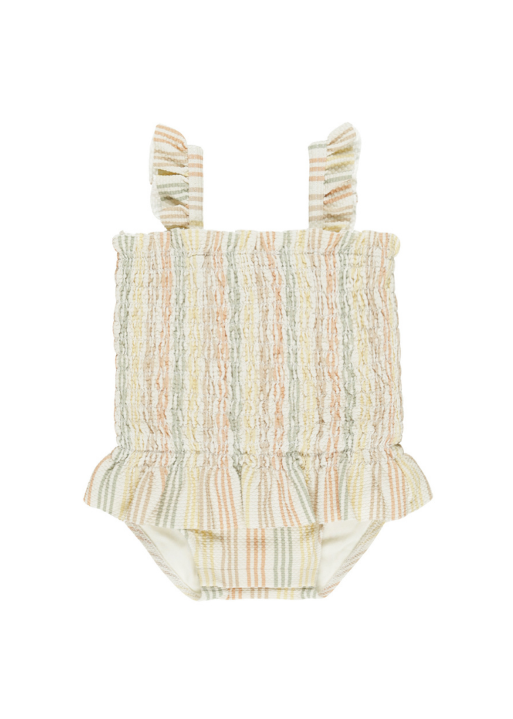 Quincy Mae Smocked One-Piece Swimsuit - Multi Stripe