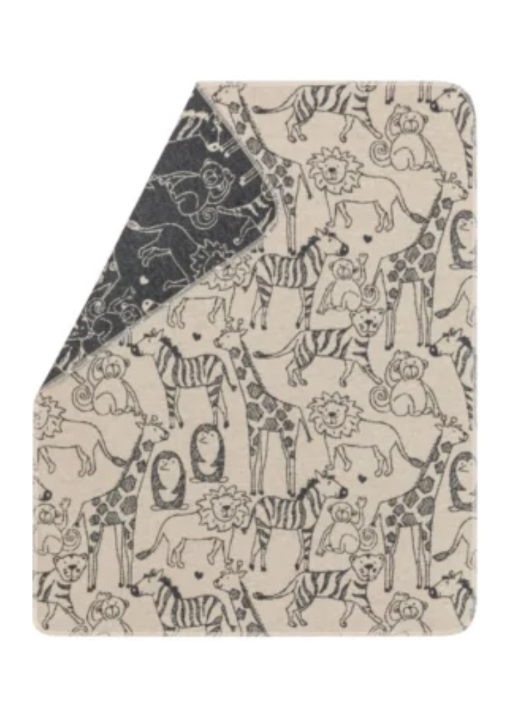 David Fussenegger Juwel Baby Blanket - Ecru Safari Animals