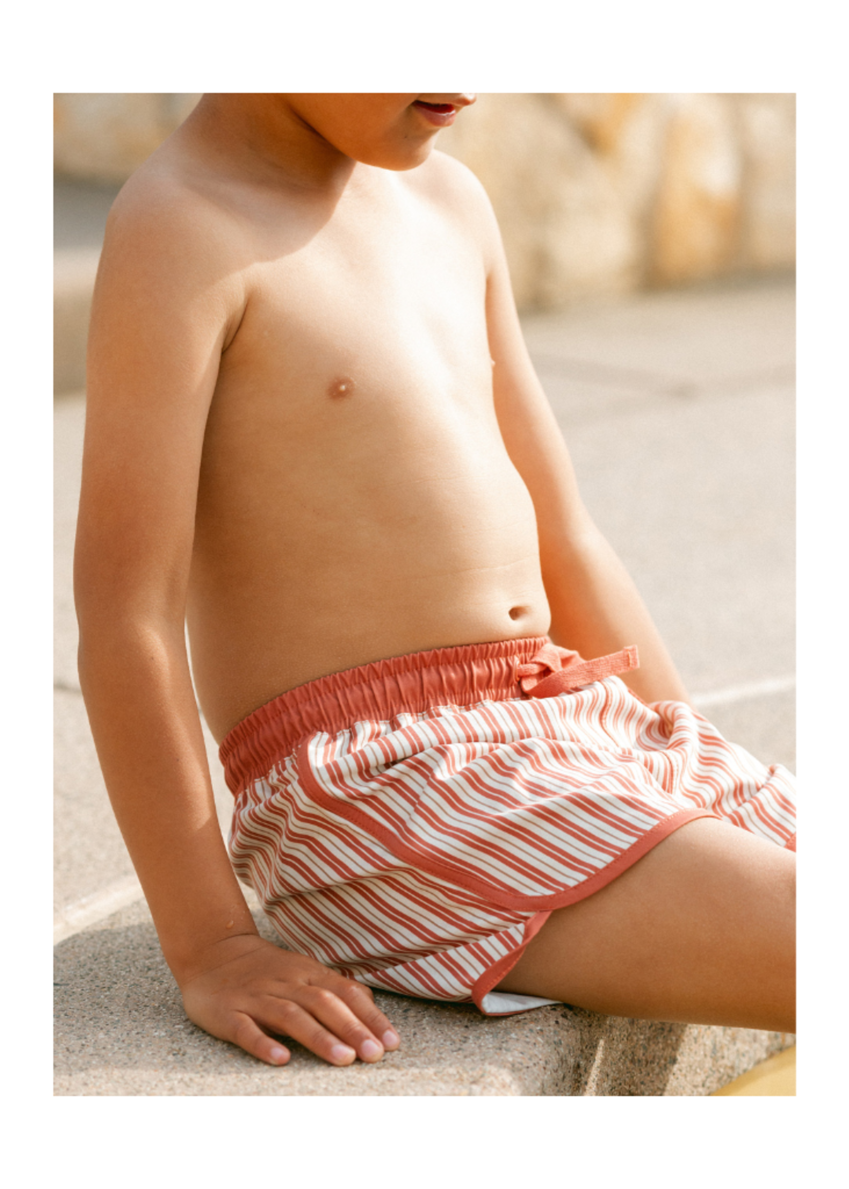 Rylee + Cru Swim Trunk - Poppy Pinstripe