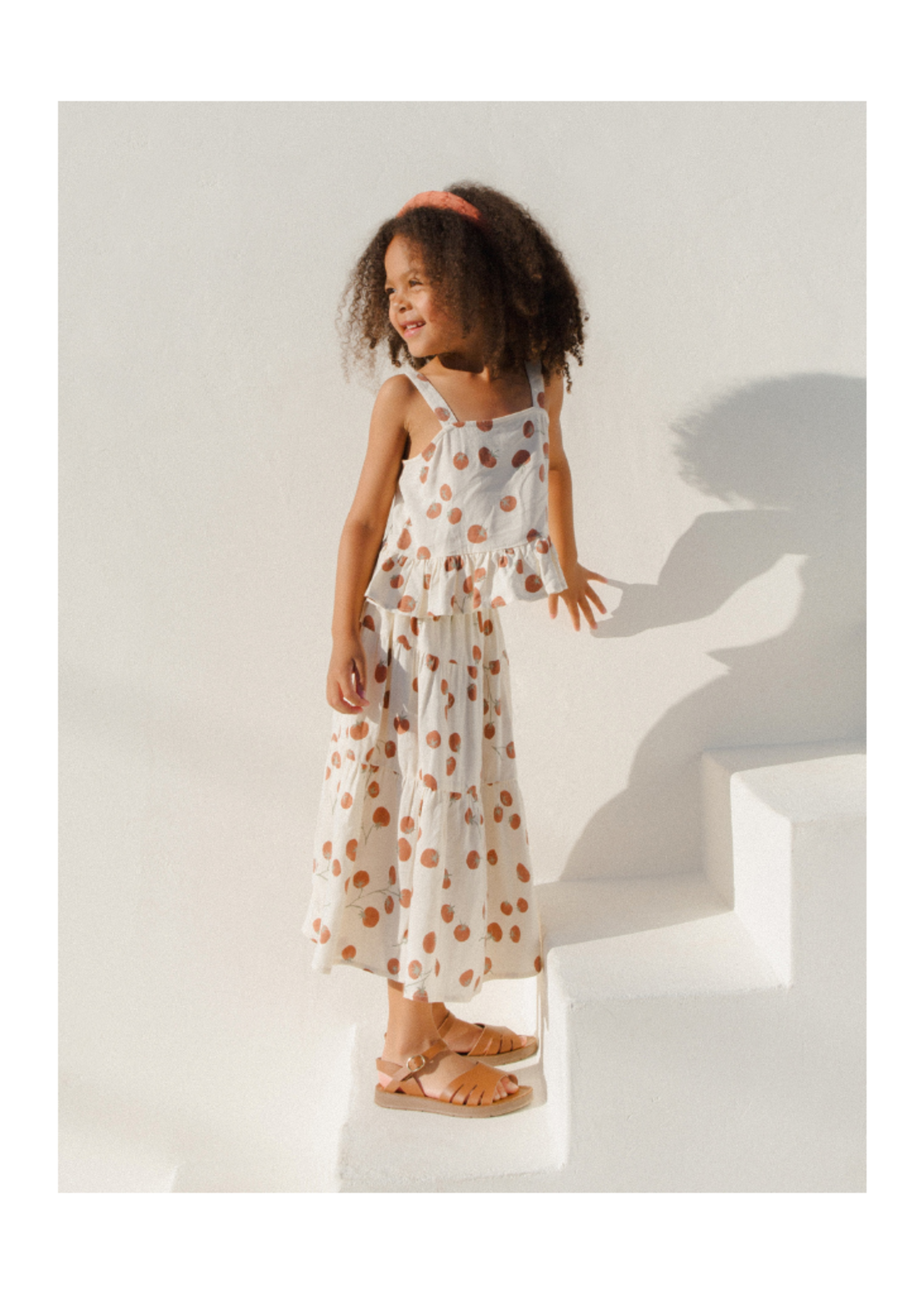 Rylee + Cru Tiered Midi Skirt - Tomatoes