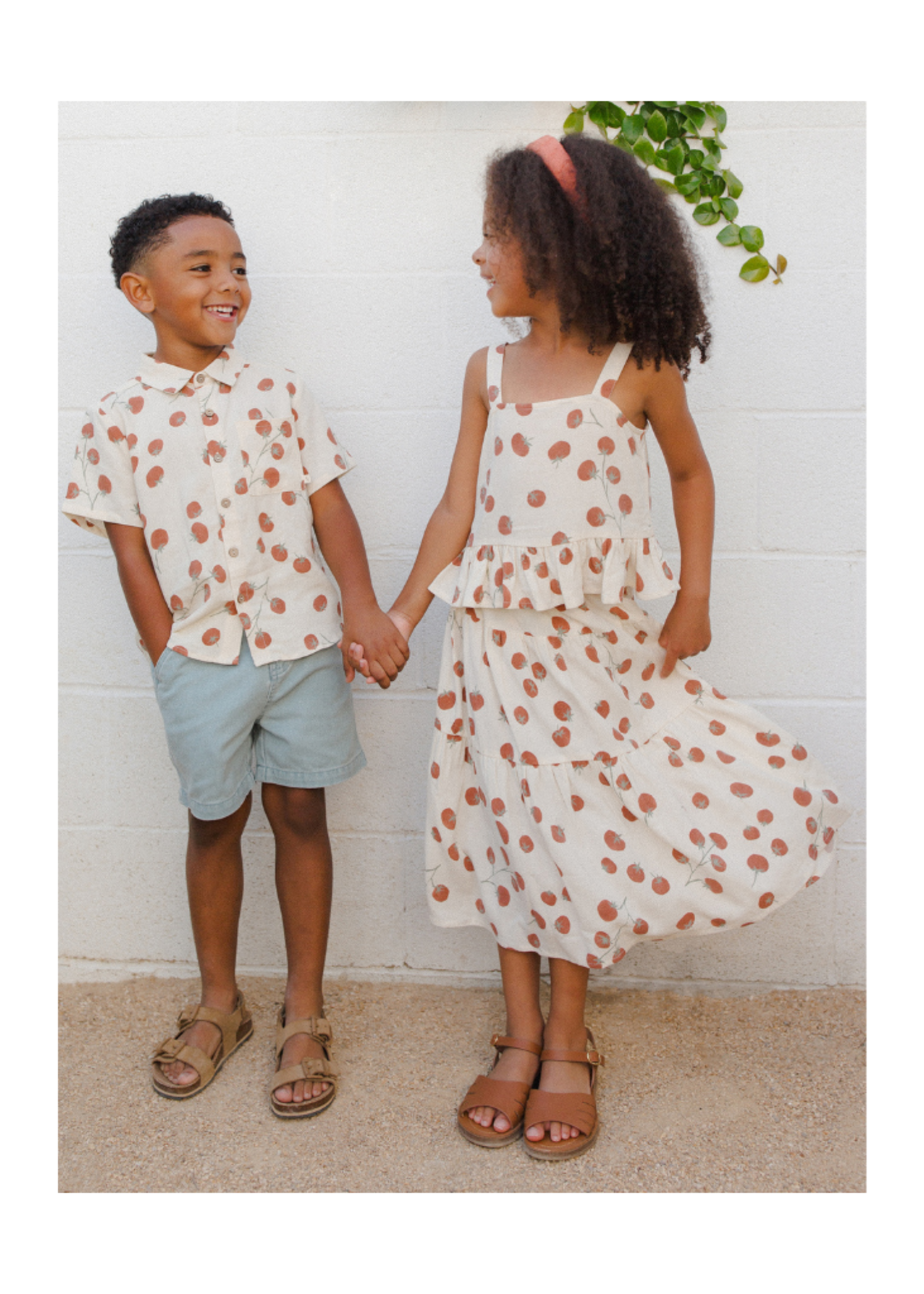 Rylee + Cru Tiered Midi Skirt - Tomatoes